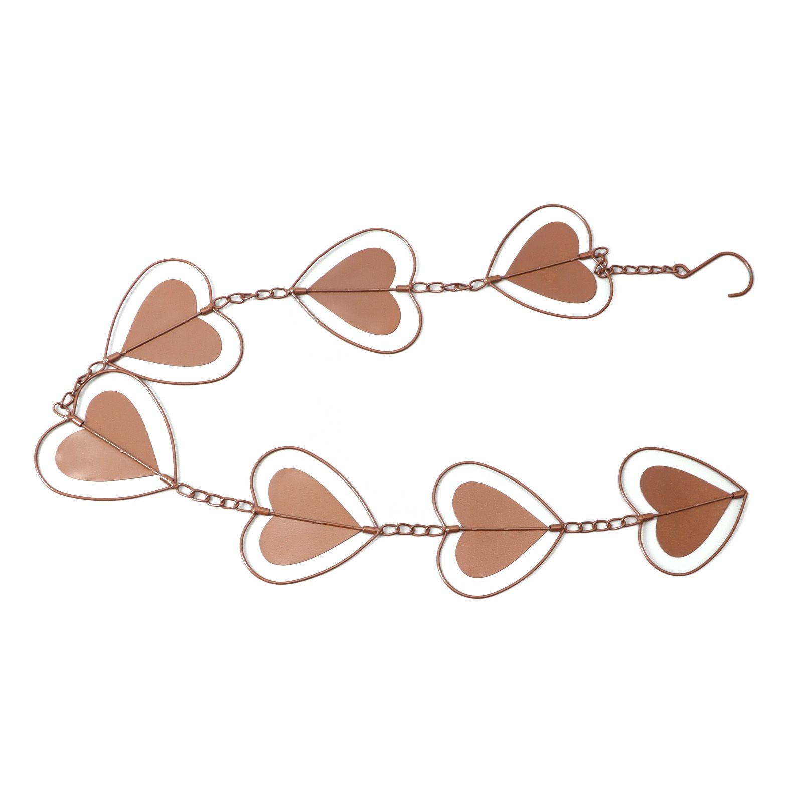 Metal Rain Chain Drainage Function Decorative Heart Shape Wind Chime with Hook for Balcony Patio Corridor - Image 2