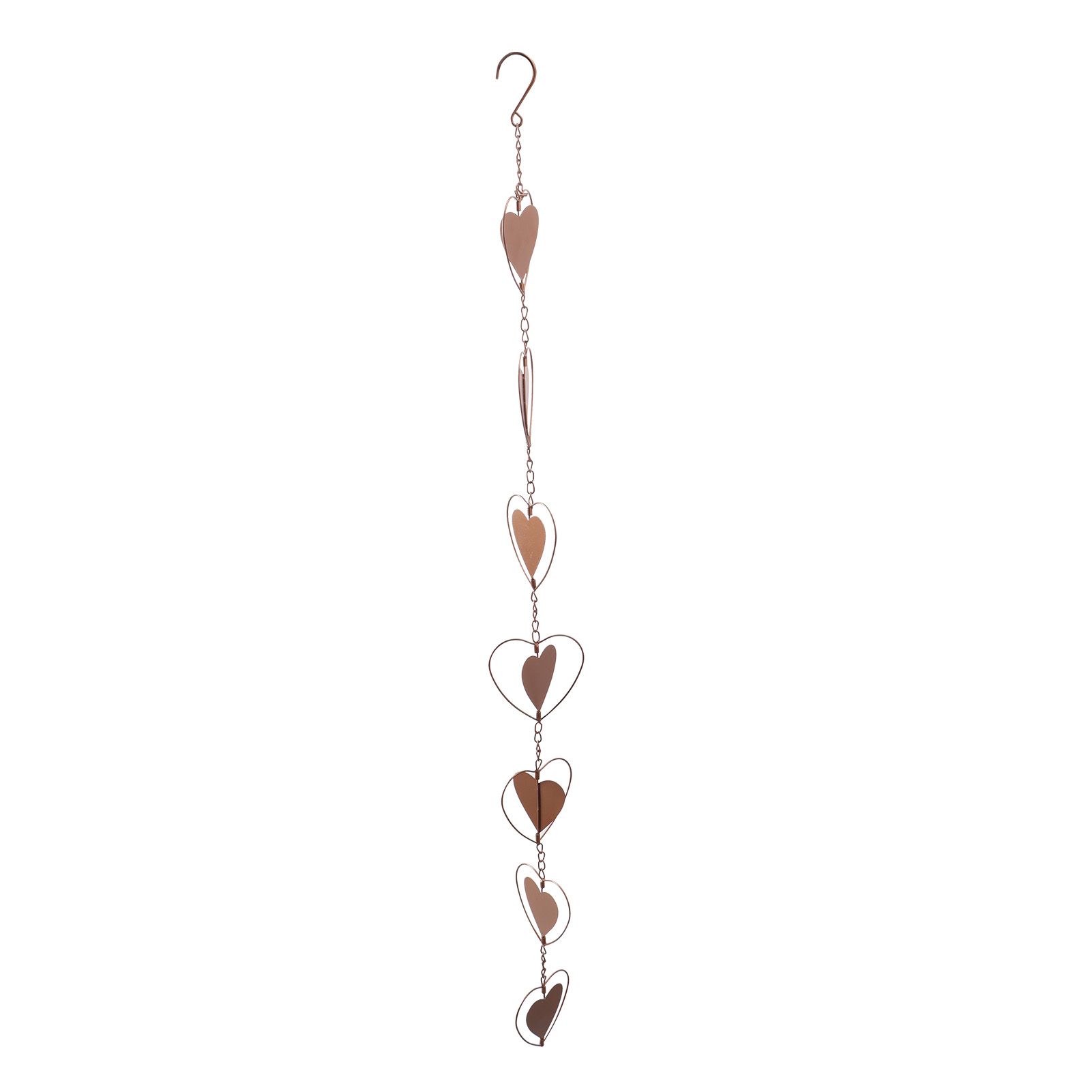 Metal Rain Chain Drainage Function Decorative Heart Shape Wind Chime with Hook for Balcony Patio Corridor - Image 6