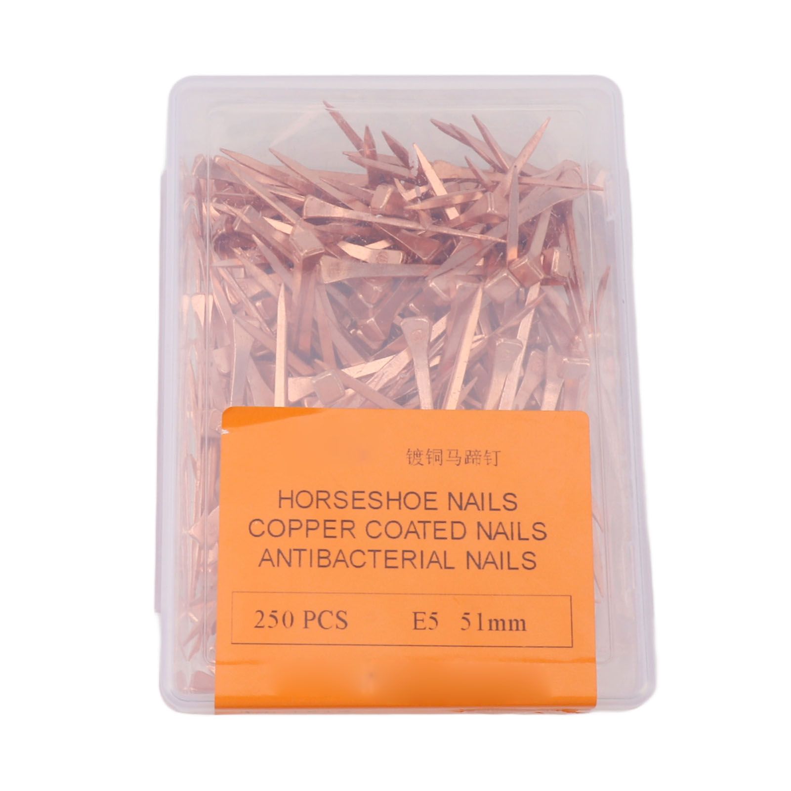 250Pcs Horseshoe Nails Copper Plated Rustproof Equestrian Riding Equipment Pet Supplies 51mm E5 - Image 1