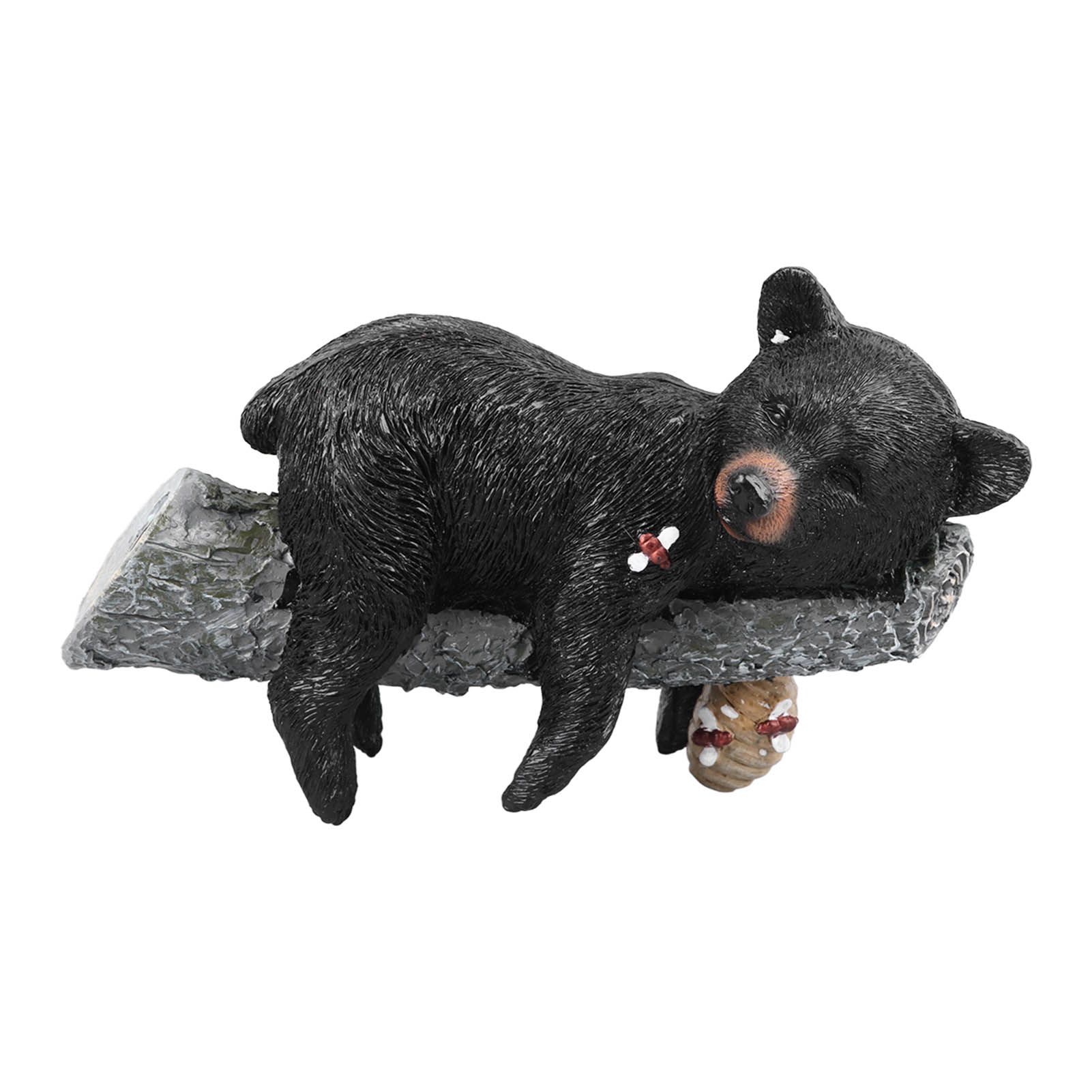 Black Bear Figurine Resin Funny Cute Exquisite Animal Art Statue for Garden Yard Decoration - Image 1