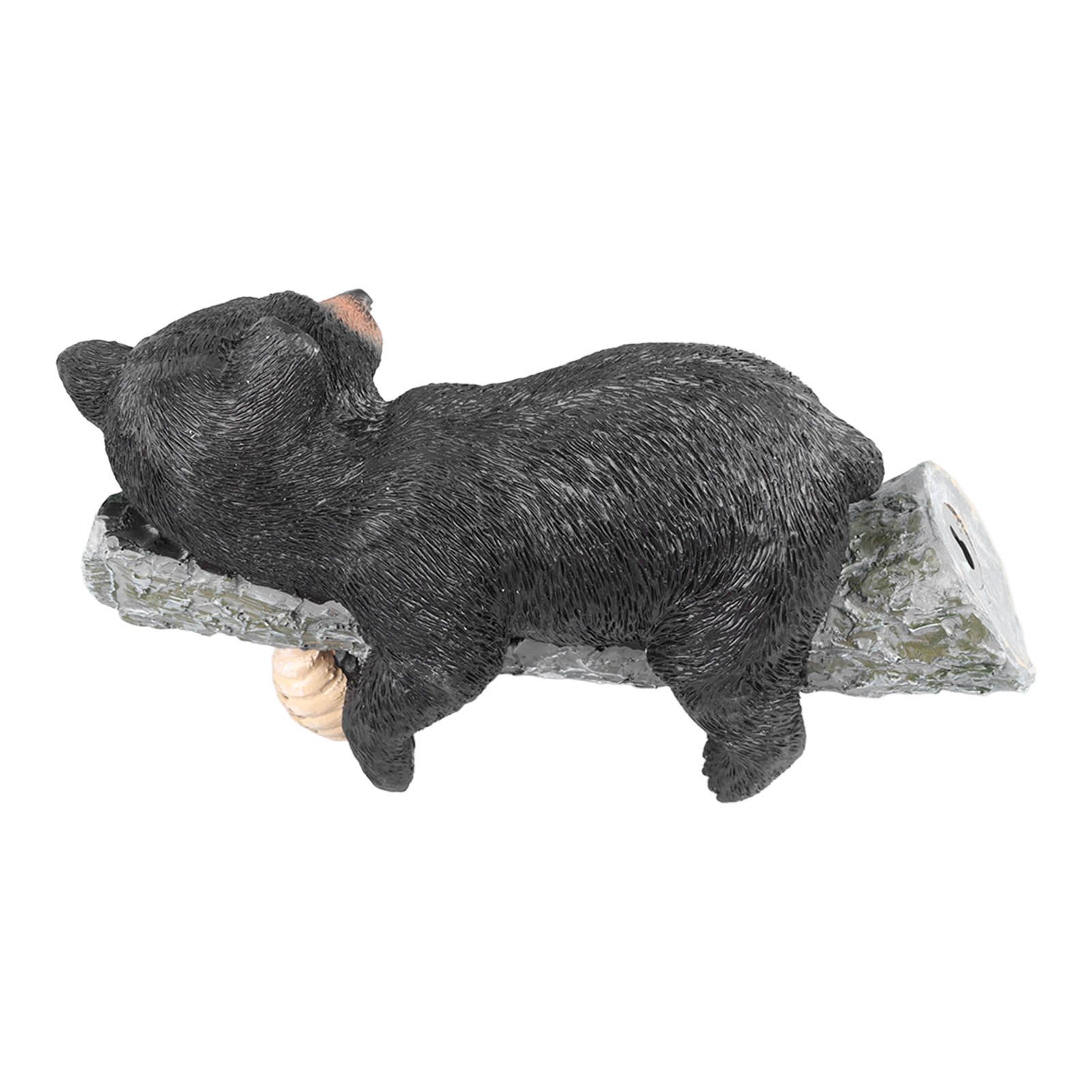 Black Bear Figurine Resin Funny Cute Exquisite Animal Art Statue for Garden Yard Decoration - Image 2