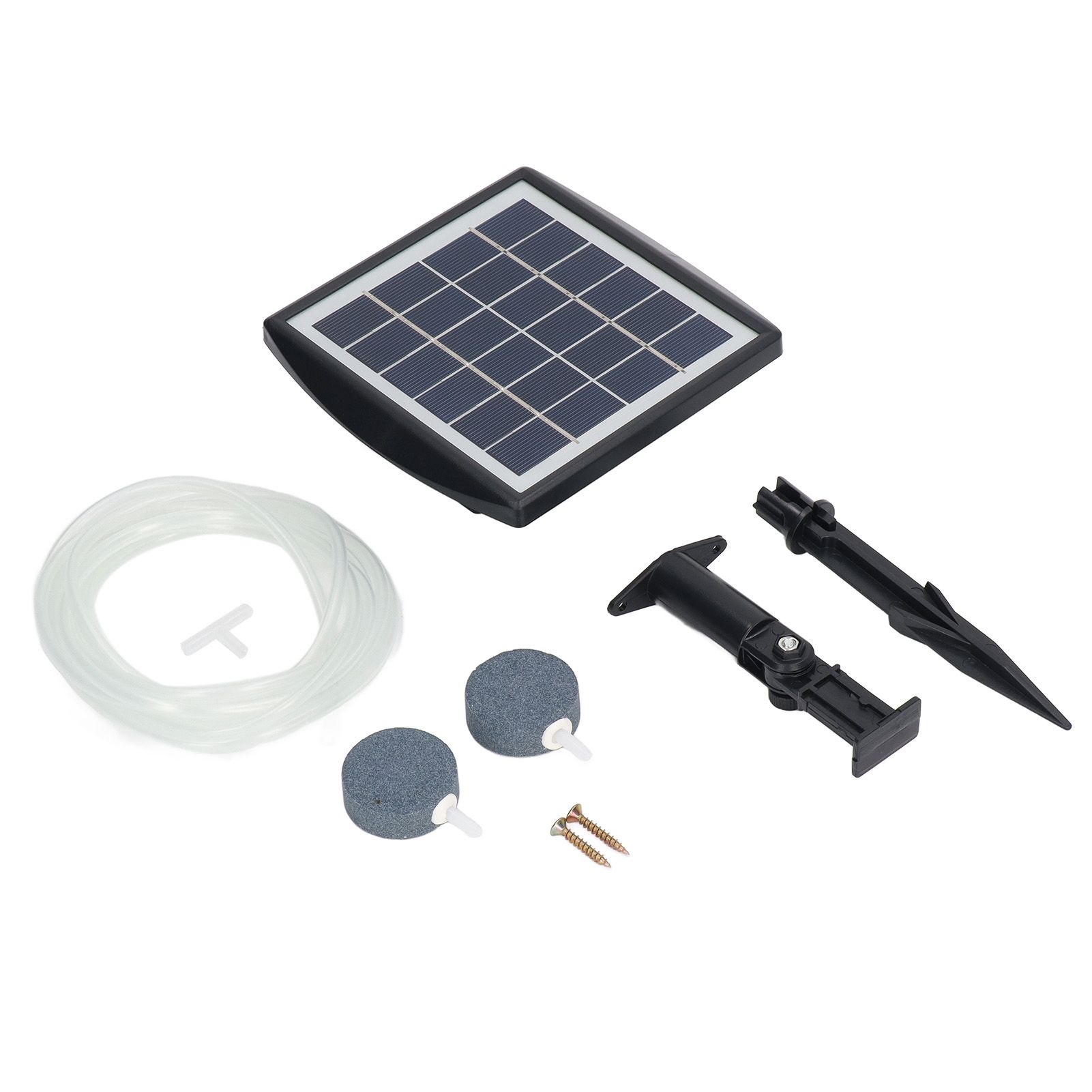 Solar Aquarium Air Pump Oxygenator Solar Powered Air Pump Low Noise Solar Pond Aerator with 2 Air Bubble Stones for Pond - Image 1