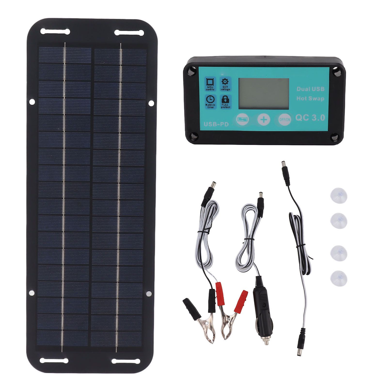 20W Solar Panel Black Solar Cell with Waterproof MPPT Controller for RV Home Vehicle Travel Camping - Image 1