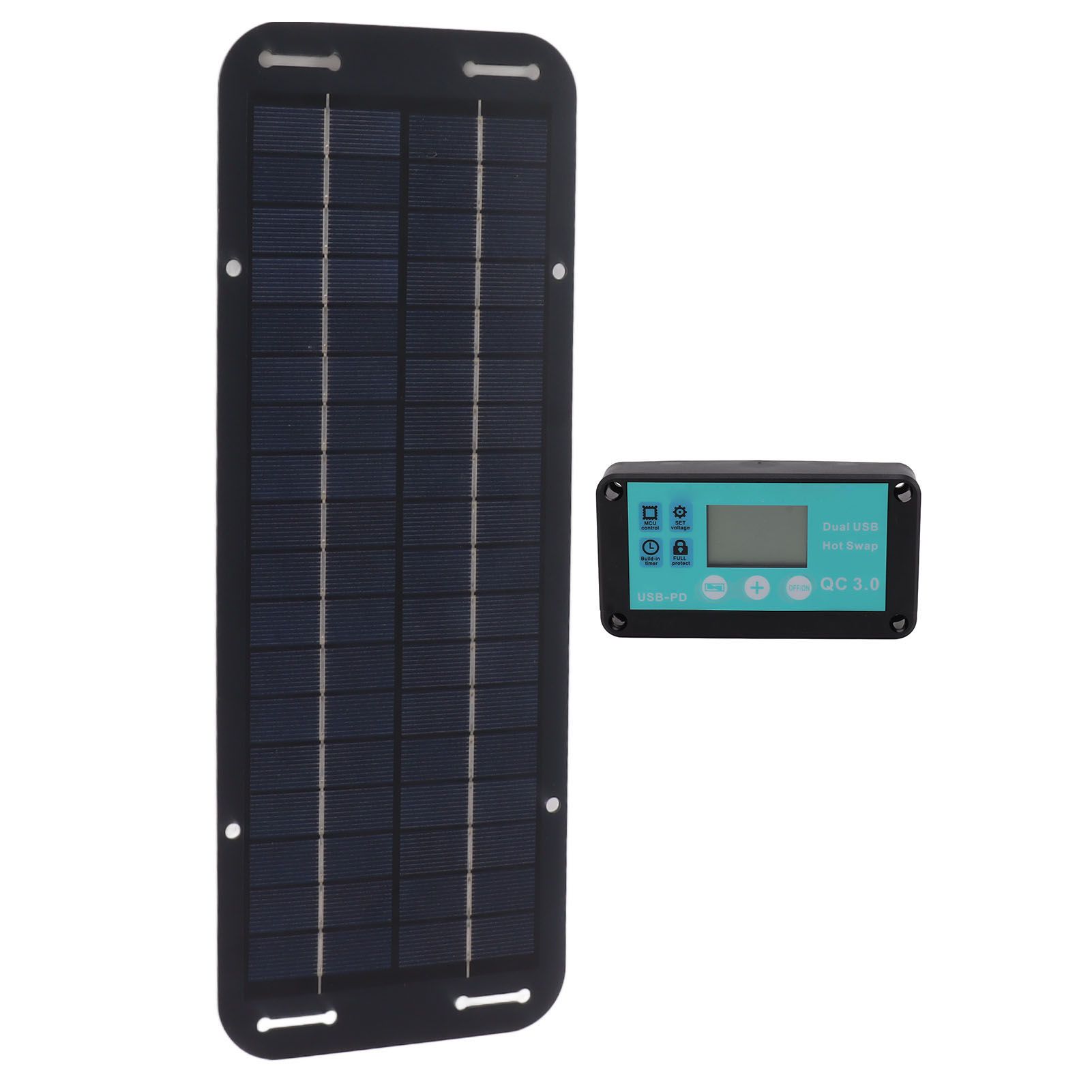 20W Solar Panel Black Solar Cell with Waterproof MPPT Controller for RV Home Vehicle Travel Camping - Image 2