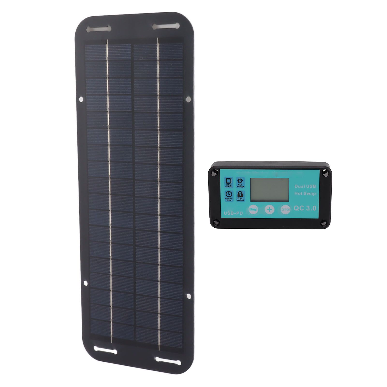 20W Solar Panel Black Solar Cell with Waterproof MPPT Controller for RV Home Vehicle Travel Camping - Image 3