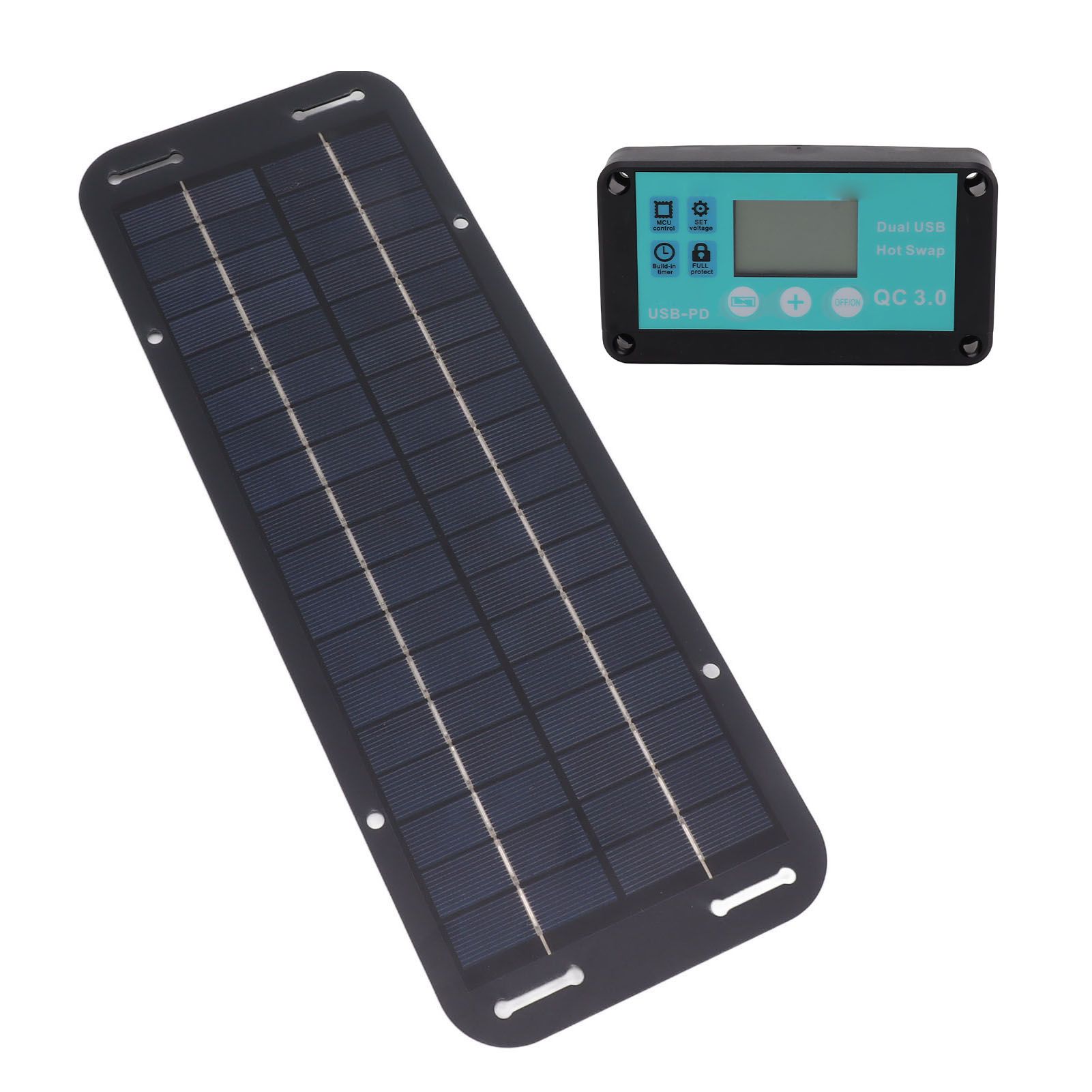 20W Solar Panel Black Solar Cell with Waterproof MPPT Controller for RV Home Vehicle Travel Camping - Image 6