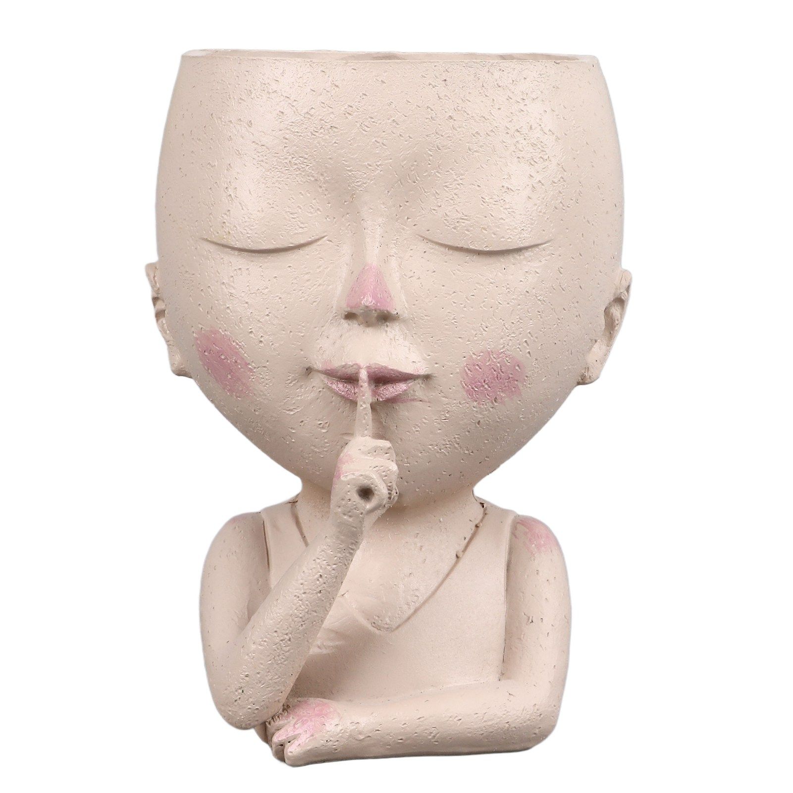 Face Flower Pot Head Planter Pot Cute Resin Succulent Planter with Drainage Hole Closed Eyes Large Opening for Indoor Outdoor - Image 1