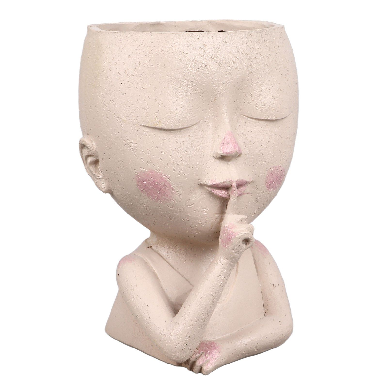 Face Flower Pot Head Planter Pot Cute Resin Succulent Planter with Drainage Hole Closed Eyes Large Opening for Indoor Outdoor - Image 2