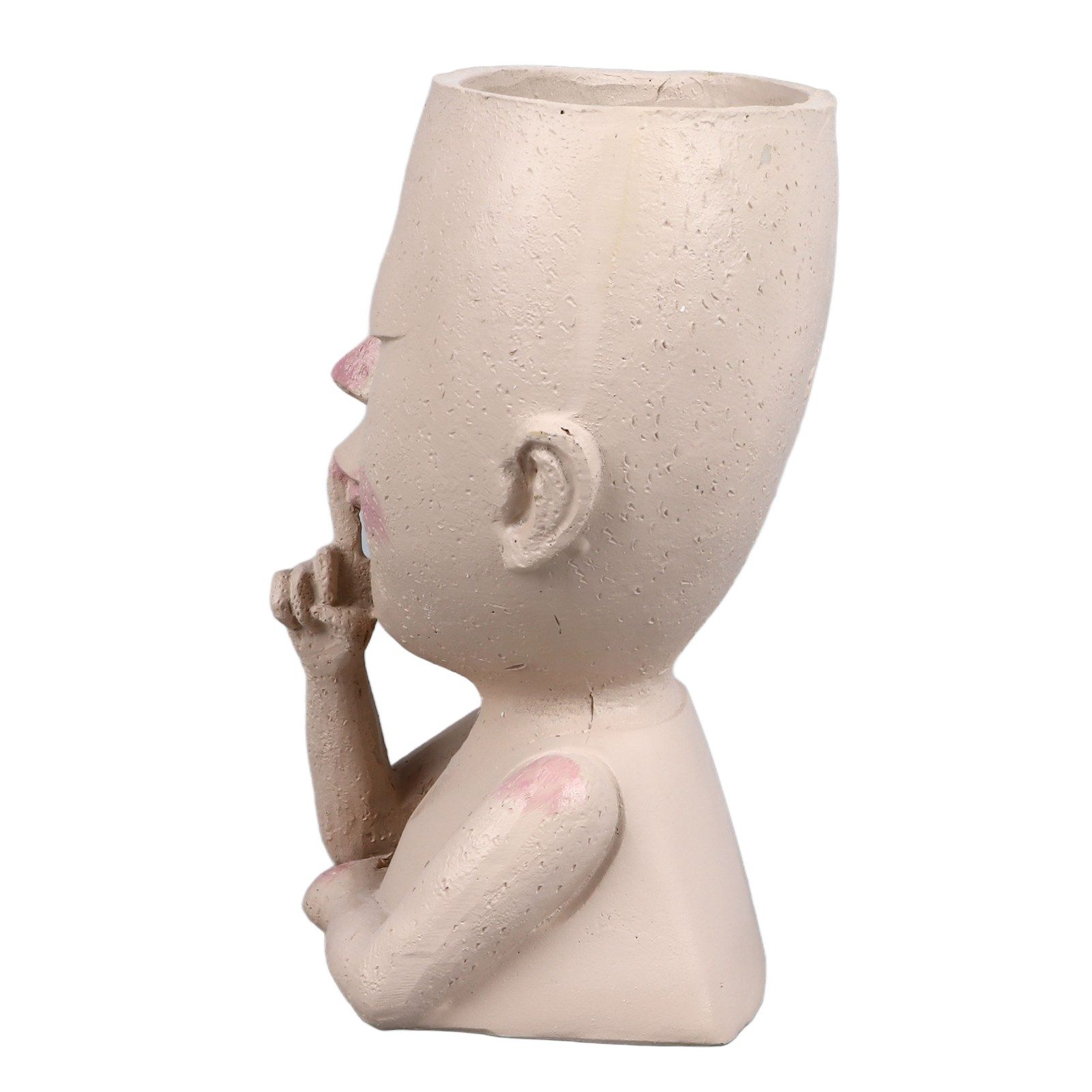 Face Flower Pot Head Planter Pot Cute Resin Succulent Planter with Drainage Hole Closed Eyes Large Opening for Indoor Outdoor - Image 4