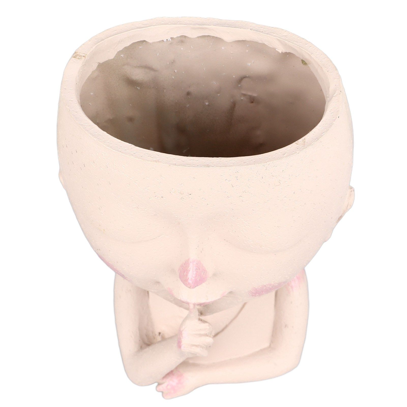Face Flower Pot Head Planter Pot Cute Resin Succulent Planter with Drainage Hole Closed Eyes Large Opening for Indoor Outdoor - Image 5