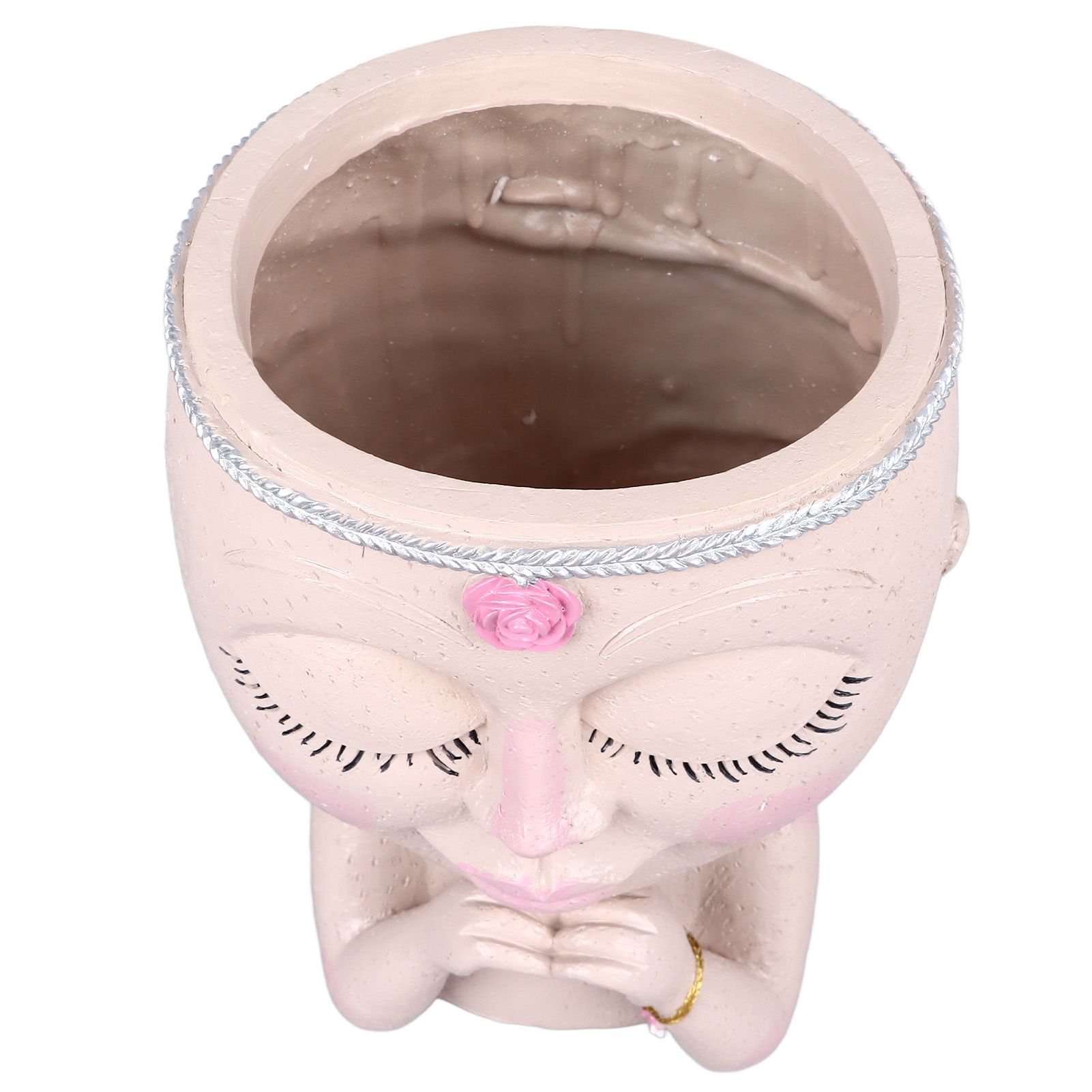 Face Planter Pot Resin Love Style Lady Head Succulent Planter Women Face Flower Pot with Drainage Hole Spades for Indoor Outdoor White - Image 4
