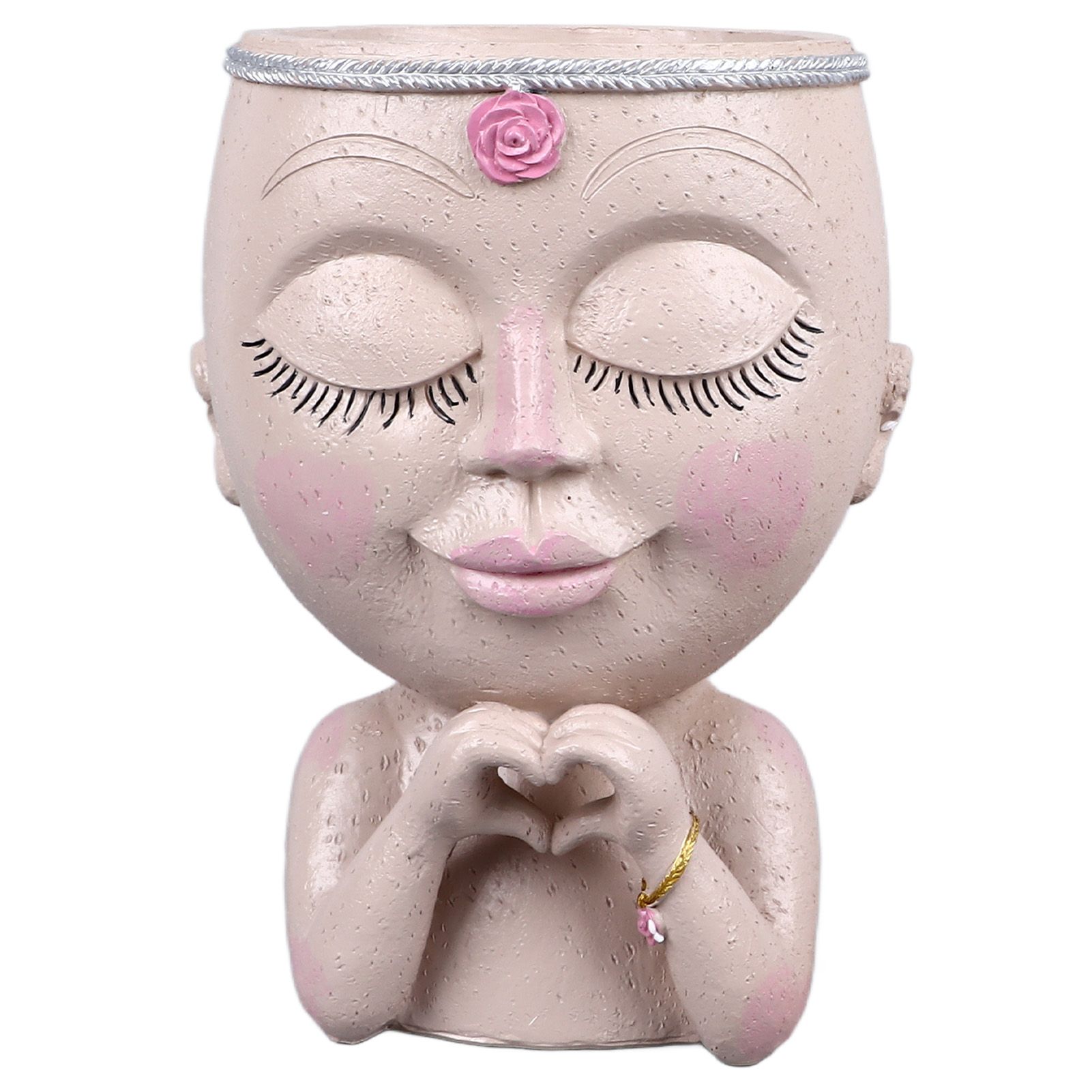 Face Planter Pot Resin Love Style Lady Head Succulent Planter Women Face Flower Pot with Drainage Hole Spades for Indoor Outdoor White - Image 6