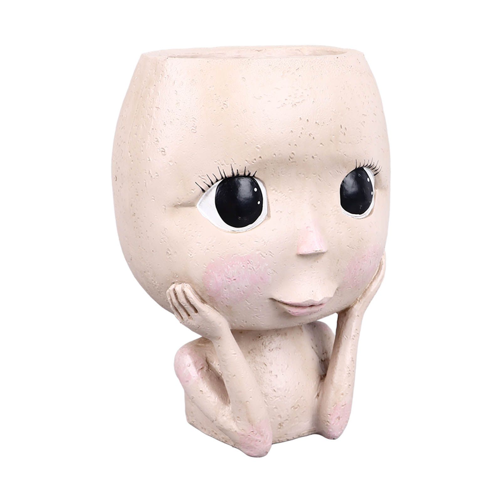 Face Planter Pots Large Caliber Resin Drainage Hole Design Creative Head Succulent Planters Pot for Herbs Succulents Cacti - Image 2