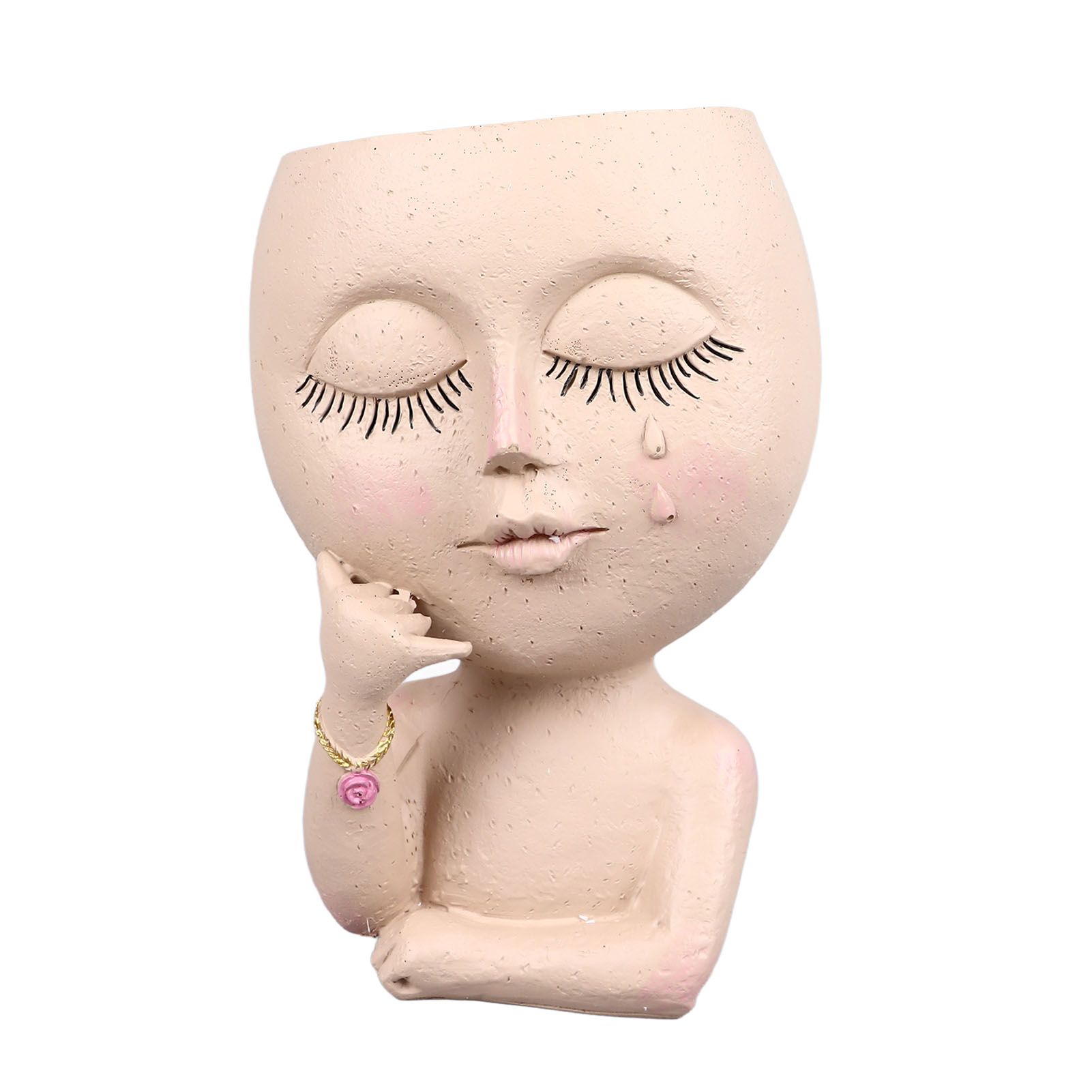 Face Planter Pots Resin Home Head Planter Face Flower Pot Head Planter for Indoor Outdoor Plants with Drainage Hole - Image 1