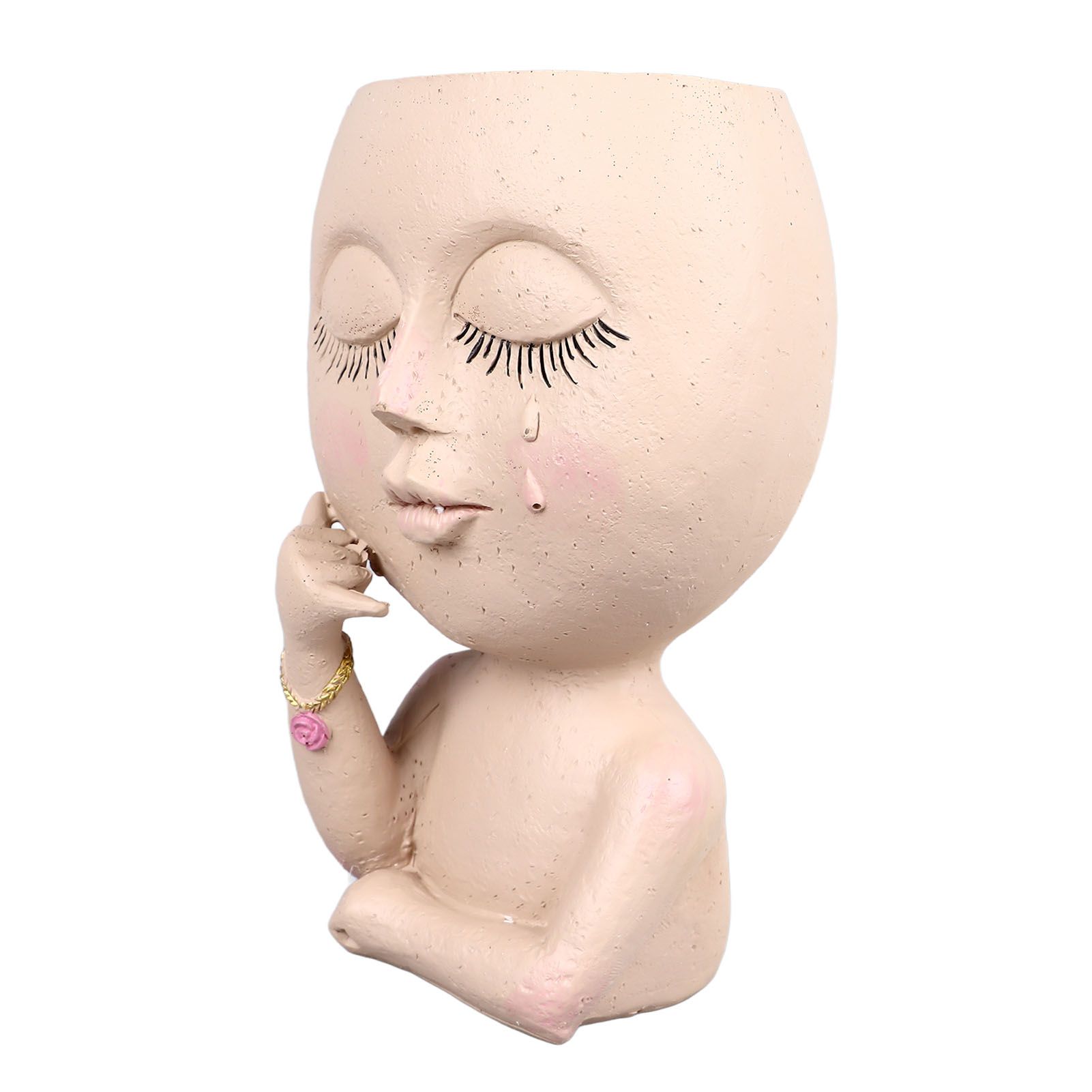 Face Planter Pots Resin Home Head Planter Face Flower Pot Head Planter for Indoor Outdoor Plants with Drainage Hole - Image 2