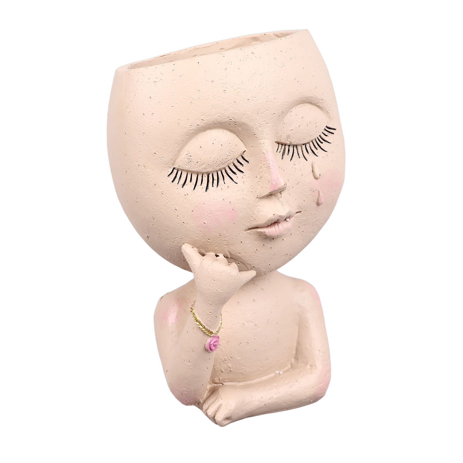 Face Planter Pots Resin Home Head Planter Face Flower Pot Head Planter for Indoor Outdoor Plants with Drainage Hole - Image 3