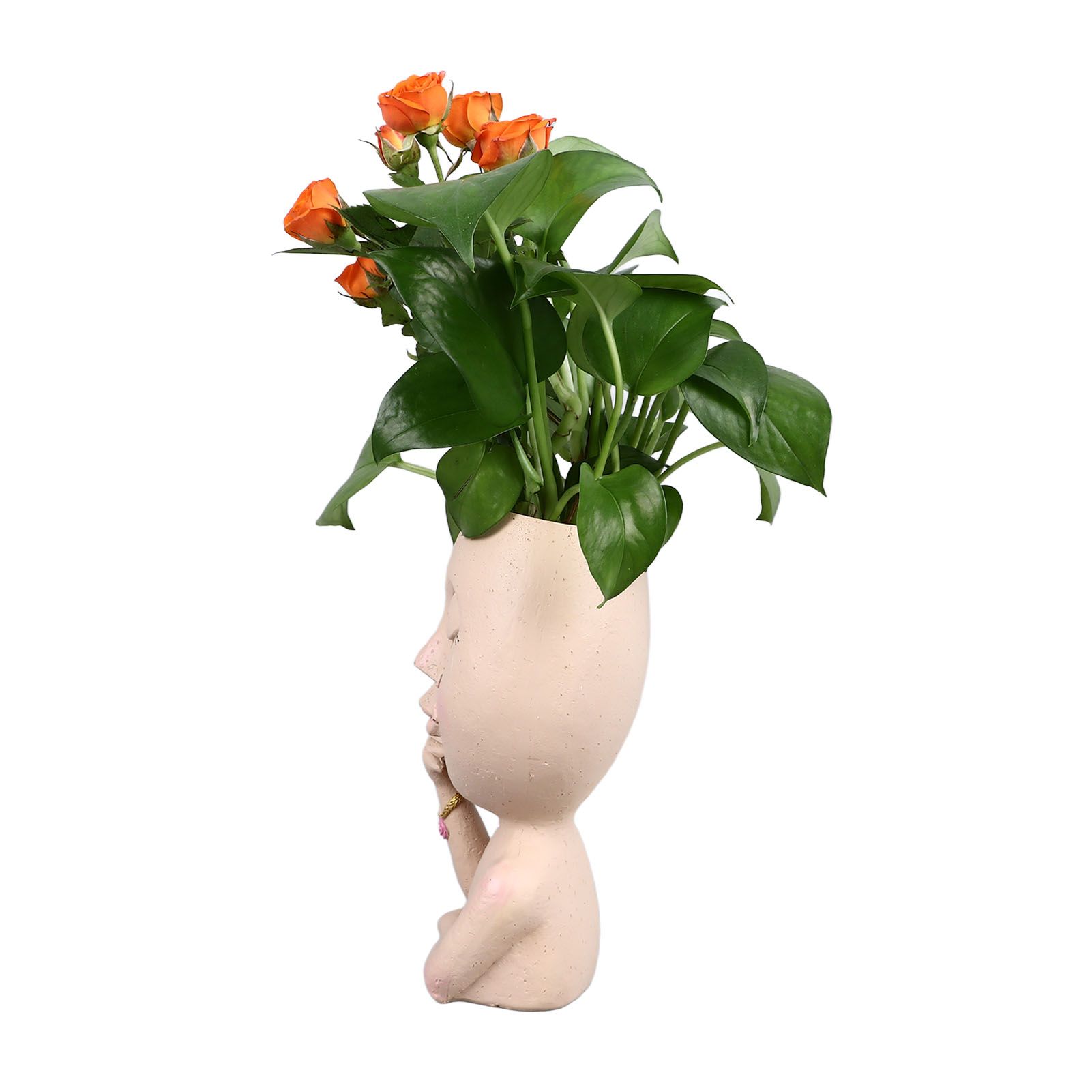 Face Planter Pots Resin Home Head Planter Face Flower Pot Head Planter for Indoor Outdoor Plants with Drainage Hole - Image 6