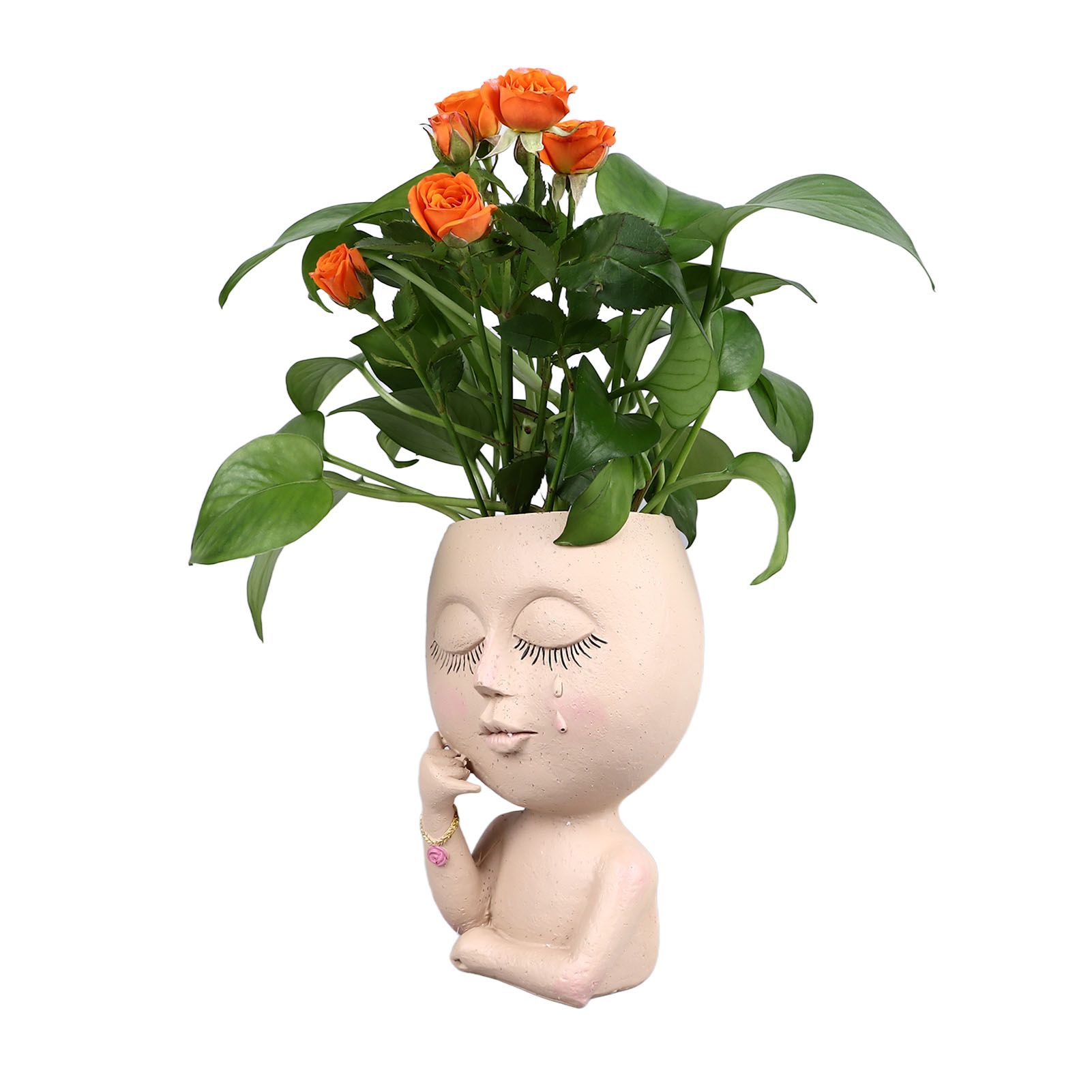Face Planter Pots Resin Home Head Planter Face Flower Pot Head Planter for Indoor Outdoor Plants with Drainage Hole - Image 7