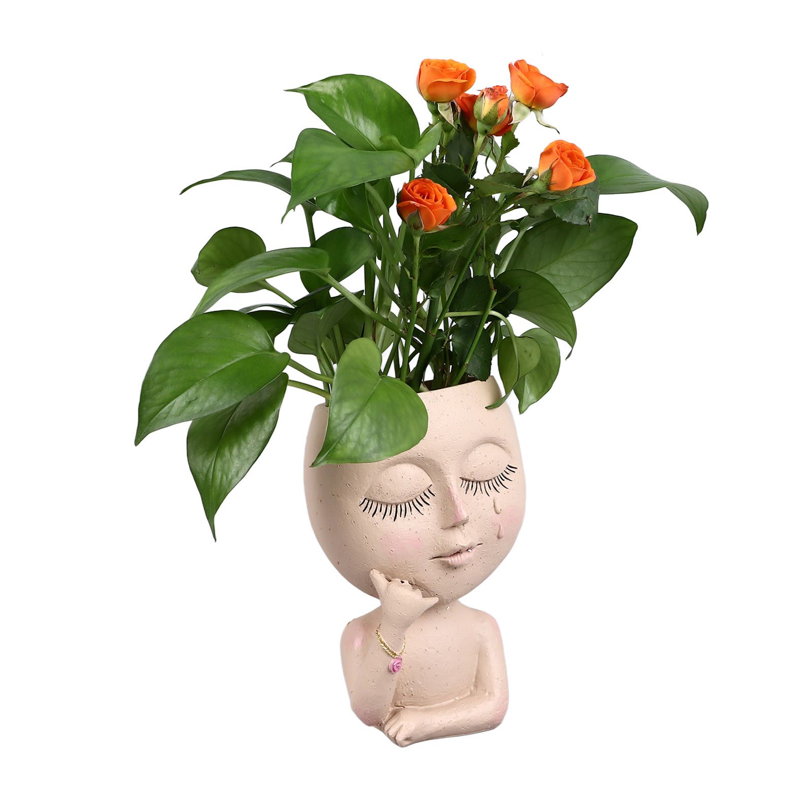 Face Planter Pots Resin Home Head Planter Face Flower Pot Head Planter for Indoor Outdoor Plants with Drainage Hole - Image 8