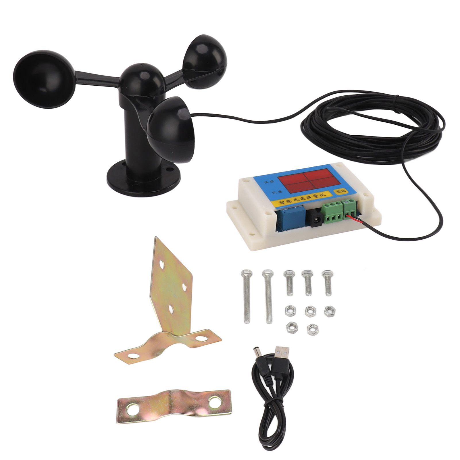 3 Fan Blades Tower Crane Anemometer 3 Blades USB 5V High Accuracy 2‑12 Lever Wind Speed Alarm Device for Outdoor - Image 1
