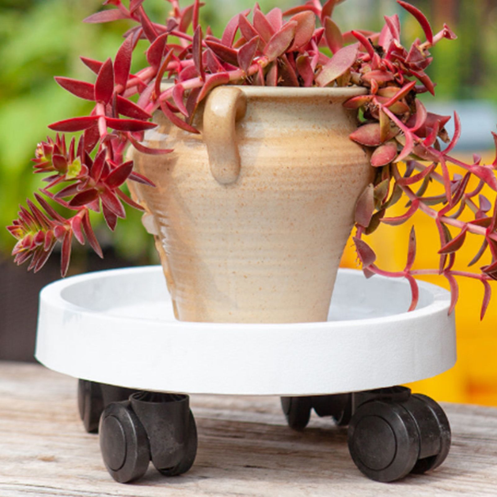Flower Pot Tray Wheels Round Shape Removable Rotating Wheels Plant Stand for Balcony White 40 - Image 6