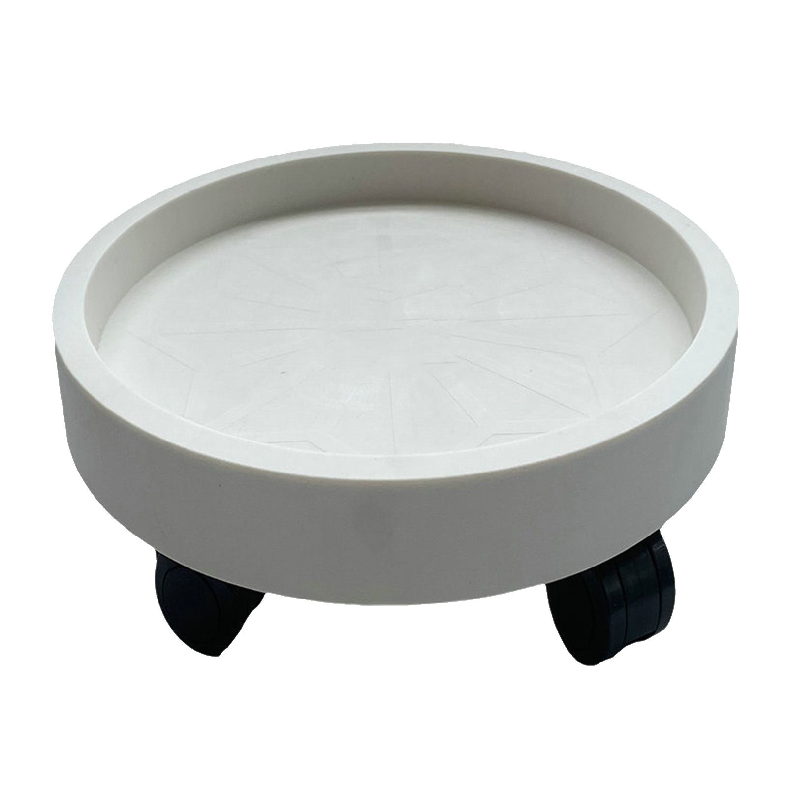 Flower Pot Tray Wheels Round Shape Removable Rotating Wheels Plant Stand for Balcony White 22 - Image 1