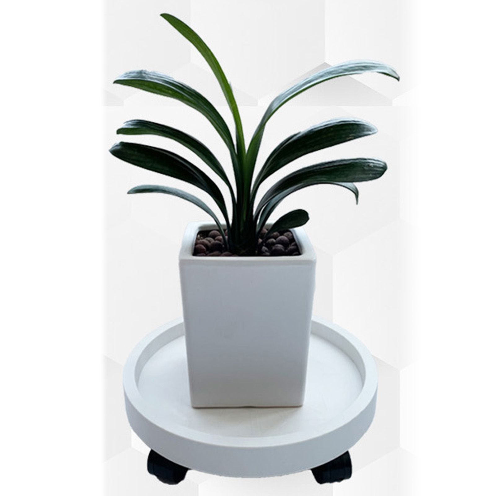 Flower Pot Tray Wheels Round Shape Removable Rotating Wheels Plant Stand for Balcony White 22 - Image 5