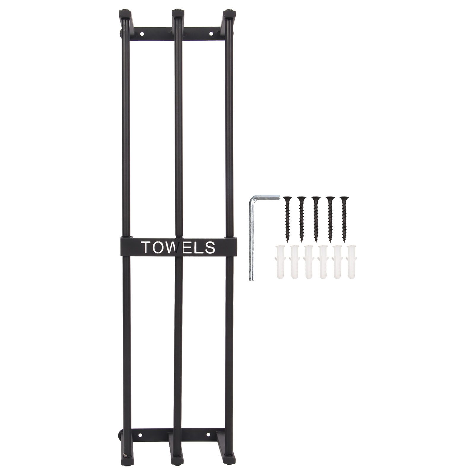 Bathroom Wall Towel Rack Wall Mounted 3 Bars Aluminum Alloy Rolled Towel Holder for Rolled Towels Black - Image 1
