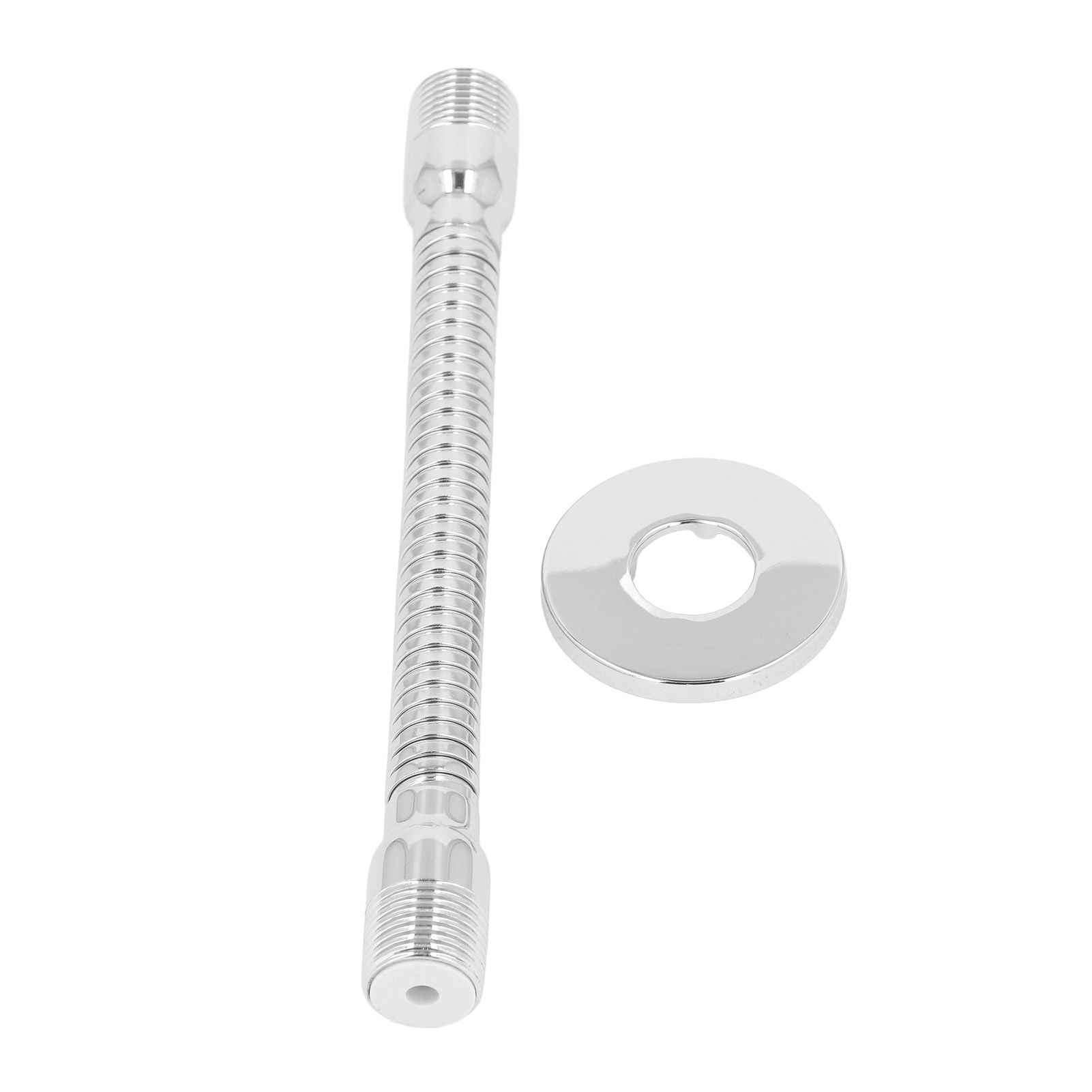 Adjustable Shower Head Extension Arm with Flange Rotating Swiveling Shower Head Arm for Bathroom - Image 1