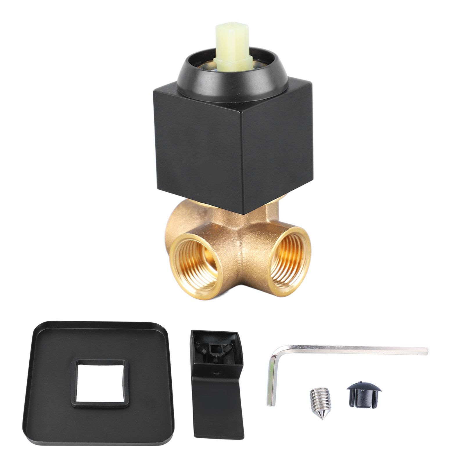 Shower Mixer Valve Wall Mount Concealed Rough In Kit Bathroom Tub Copper Faucet Single Function Square 3 Way Black - Image 1