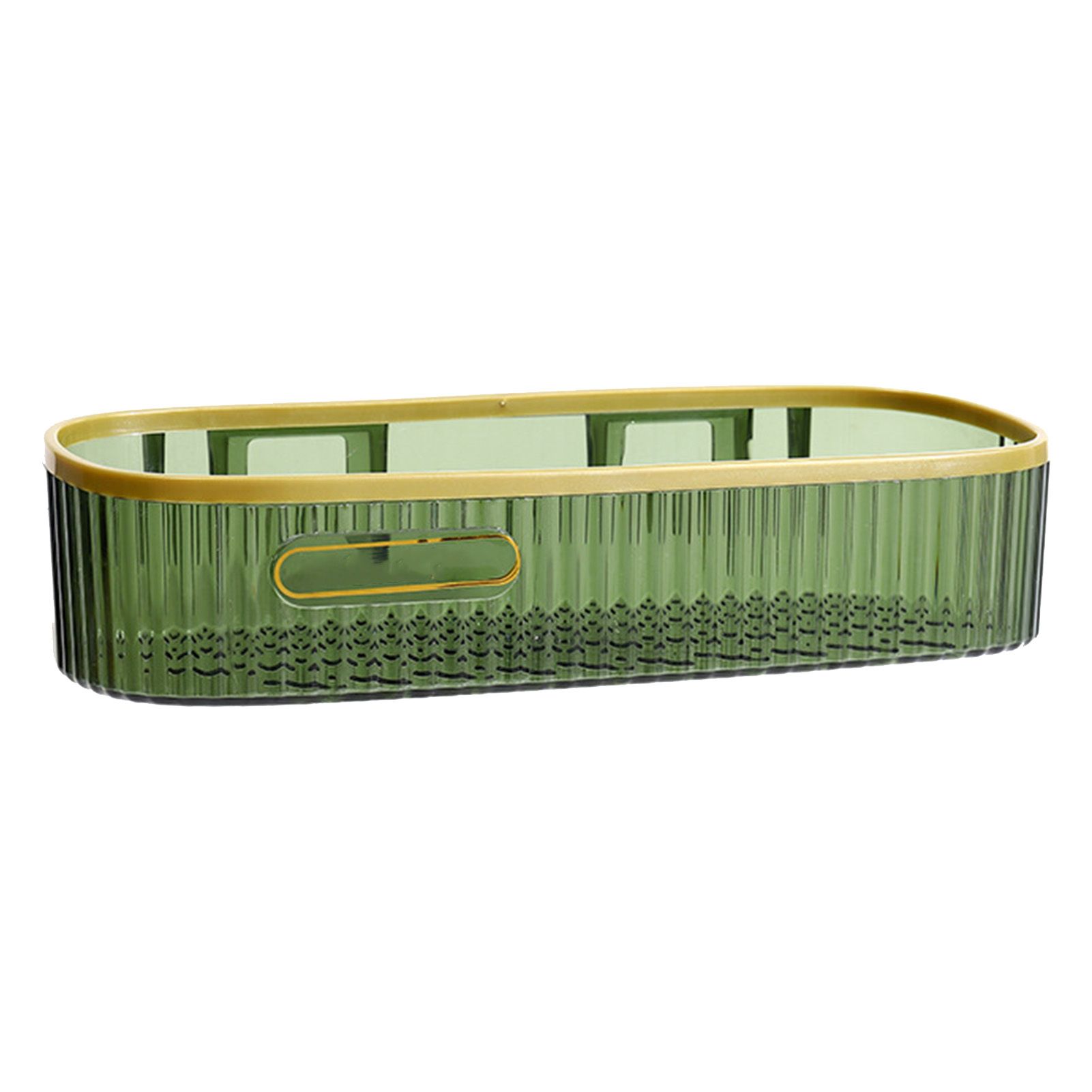 Wall Mounted Storage Rack Punch Free Shower Caddy Shelf Bathroom No Drilling Storage Rack for Household Long Strip ‑ Dark Green - Image 1