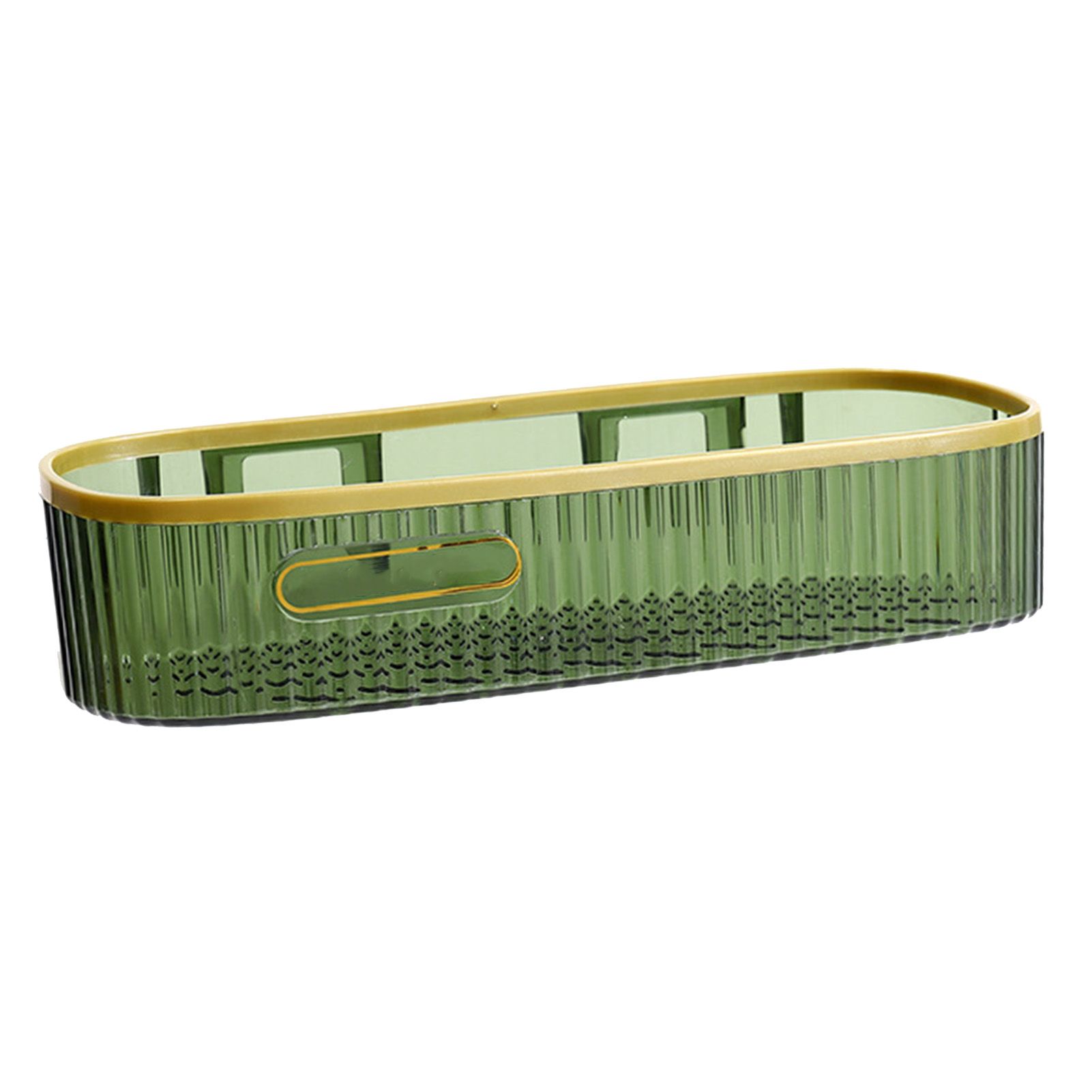 Wall Mounted Storage Rack Punch Free Shower Caddy Shelf Bathroom No Drilling Storage Rack for Household Long Strip ‑ Dark Green - Image 2