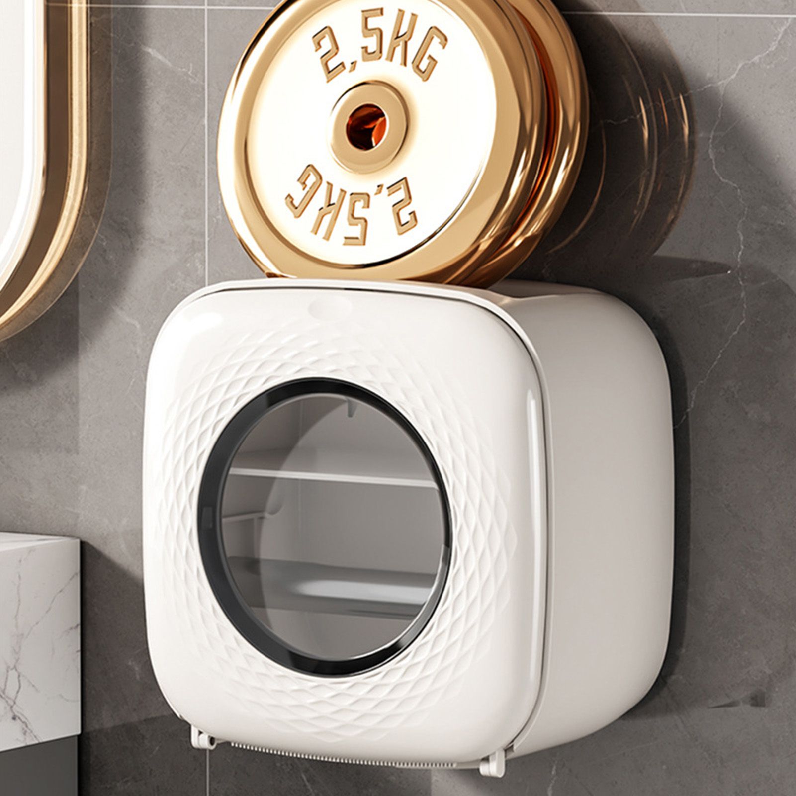 Toilet Paper Bathroom Set Box Punch Free Waterproof for Tissue Wall Mounted Decoration Light Khaki - Image 6