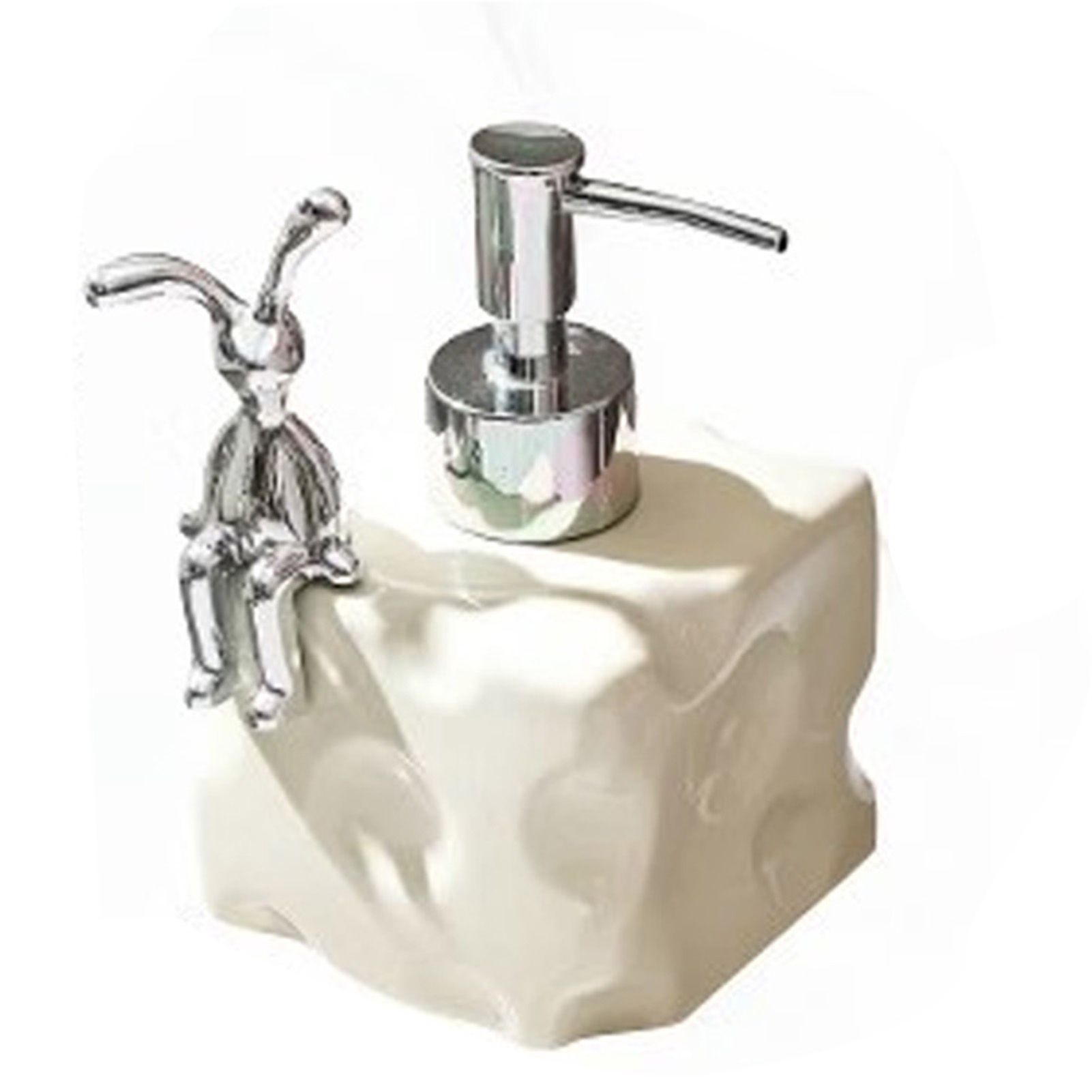 Shampoo Dispenser Bottle Ceramic Large Capacity Home Decoration with Pump for Bathroom Small White - Image 1