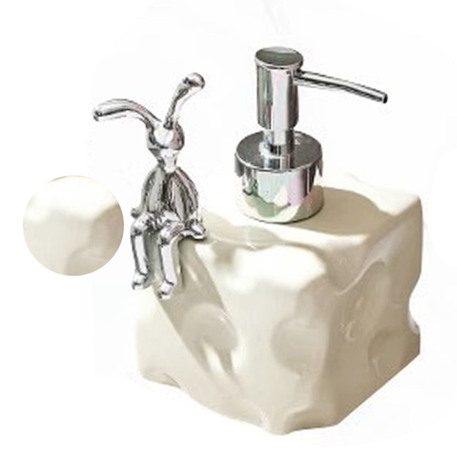 Shampoo Dispenser Bottle Ceramic Large Capacity Home Decoration with Pump for Bathroom Small White - Image 3