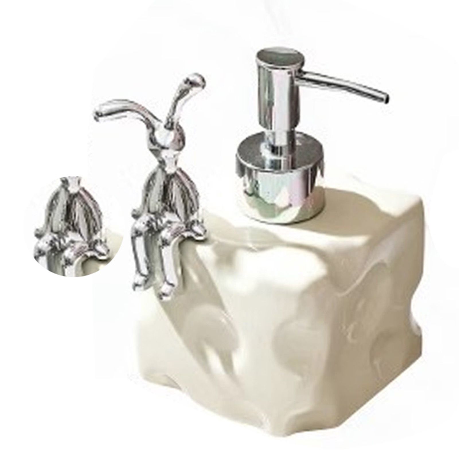 Shampoo Dispenser Bottle Ceramic Large Capacity Home Decoration with Pump for Bathroom Small White - Image 4