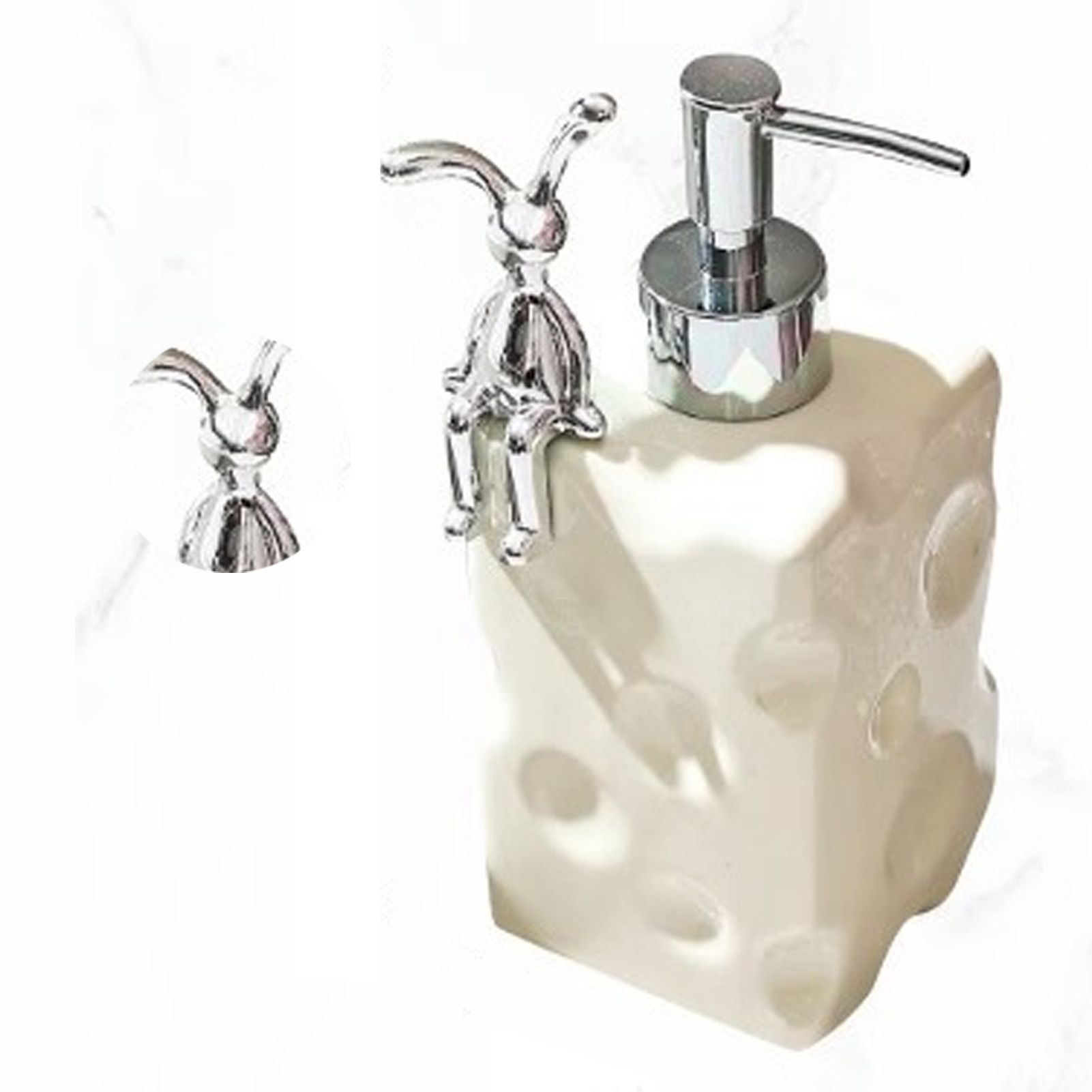 Shampoo Dispenser Bottle Ceramic Large Capacity Home Decoration with Pump for Bathroom Large White - Image 2