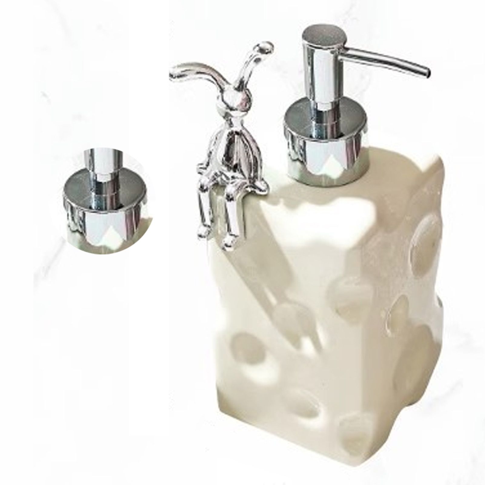 Shampoo Dispenser Bottle Ceramic Large Capacity Home Decoration with Pump for Bathroom Large White - Image 3