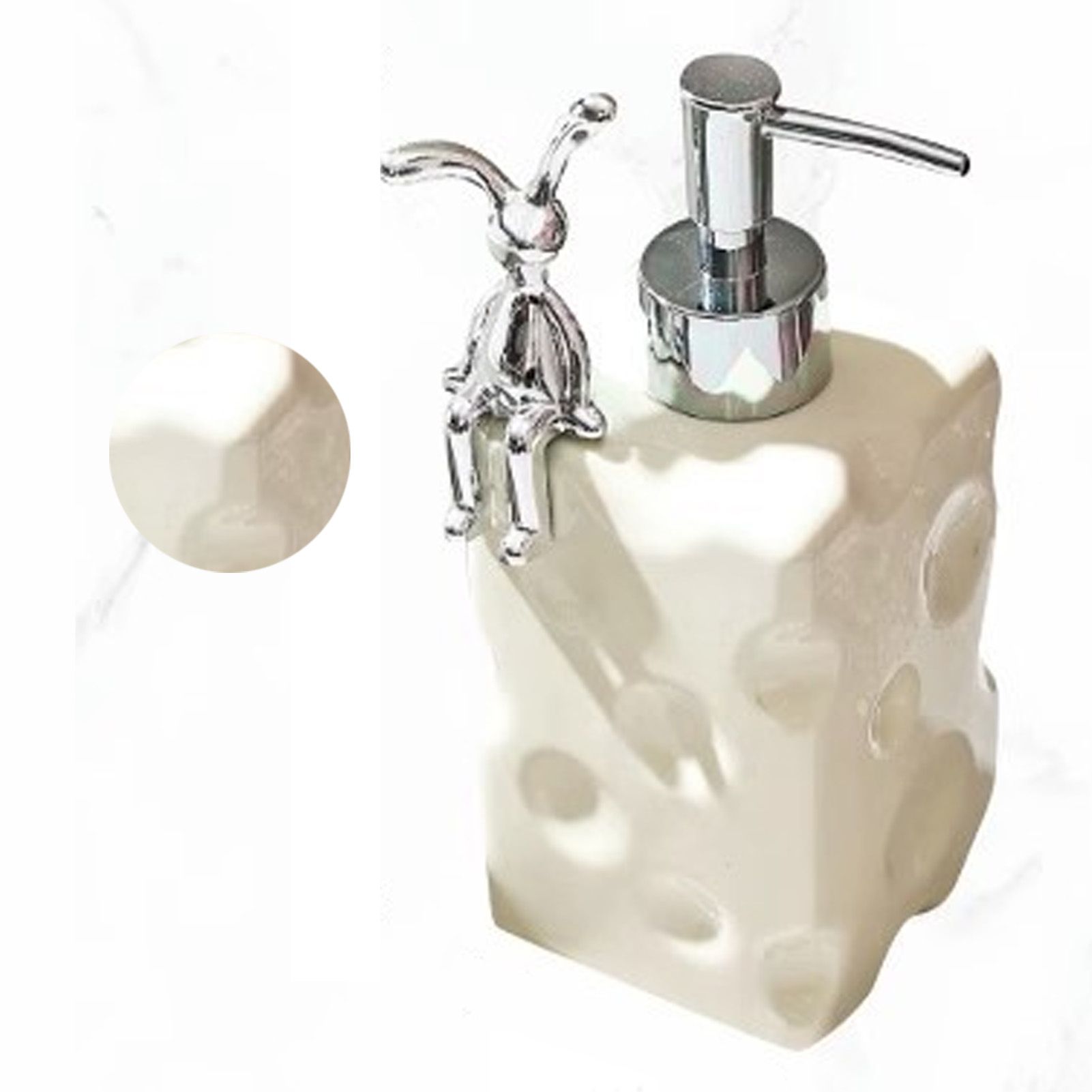 Shampoo Dispenser Bottle Ceramic Large Capacity Home Decoration with Pump for Bathroom Large White - Image 4