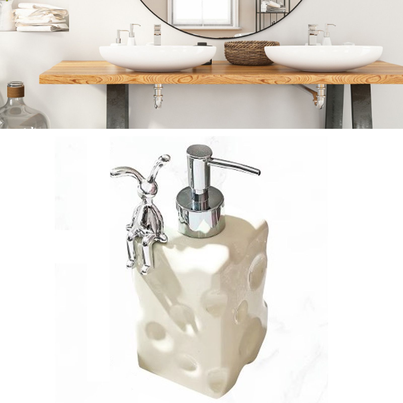 Shampoo Dispenser Bottle Ceramic Large Capacity Home Decoration with Pump for Bathroom Large White - Image 5