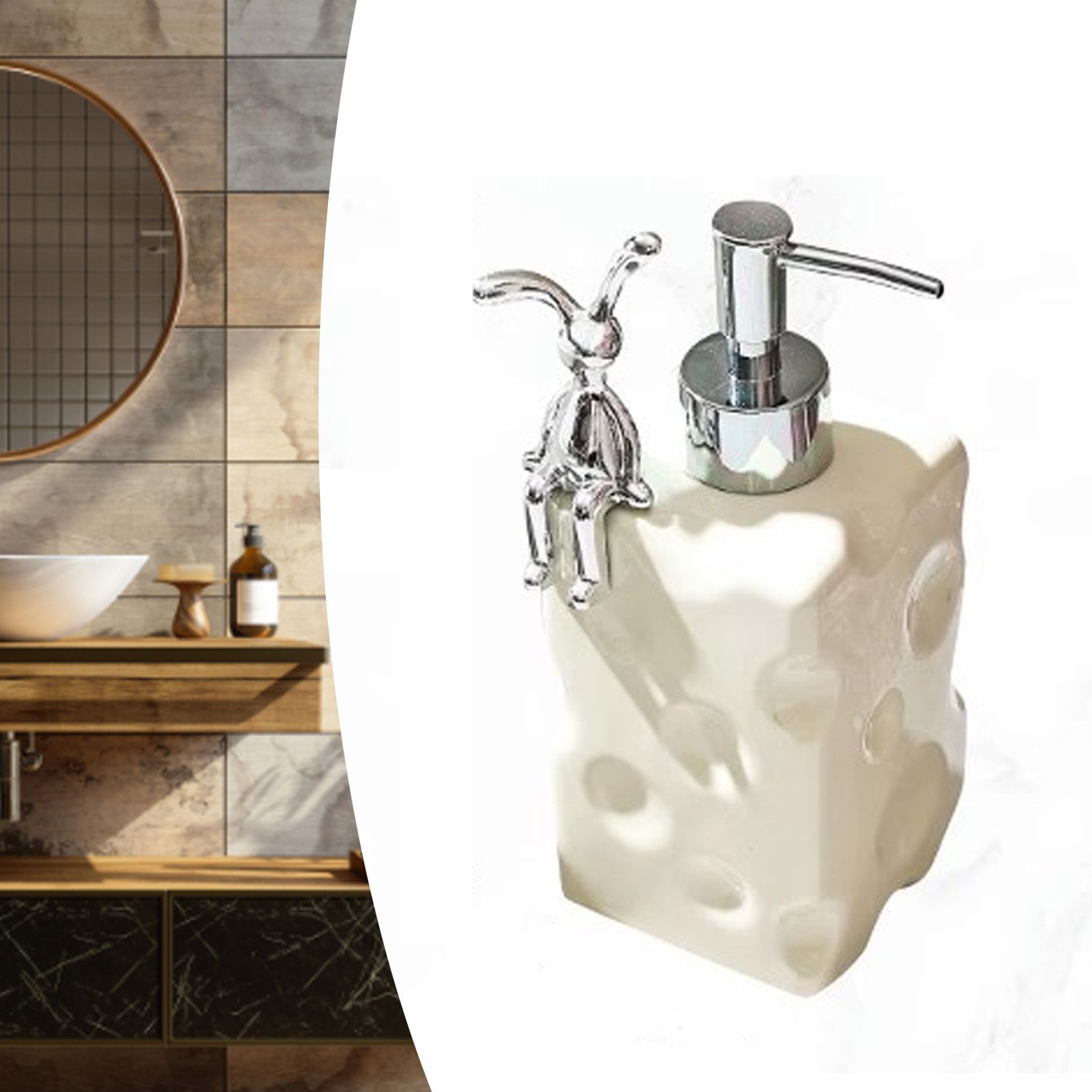 Shampoo Dispenser Bottle Ceramic Large Capacity Home Decoration with Pump for Bathroom Large White - Image 8