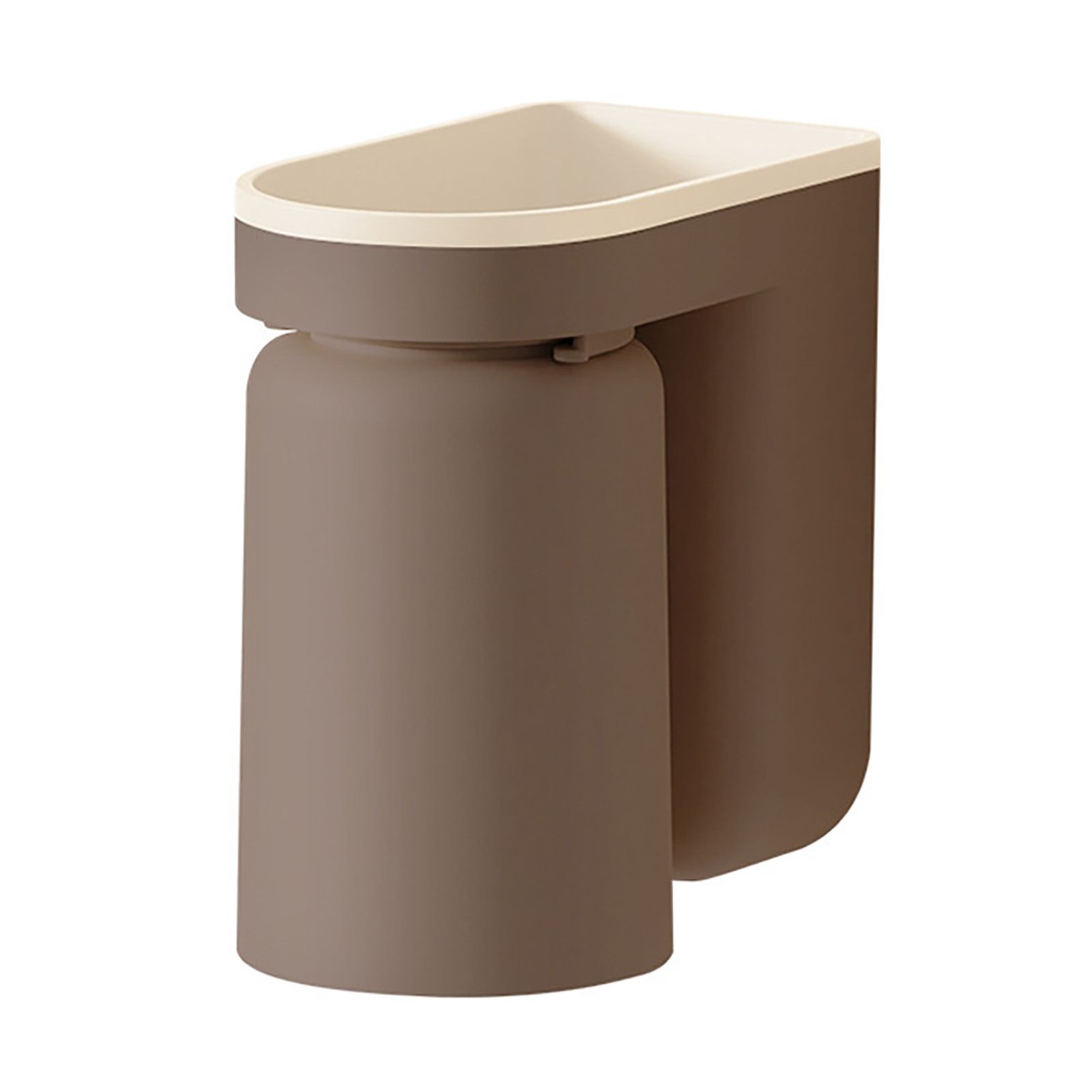 Wall Mounted Toothbrush Holder with Drainage Function Self Adhesive Toothbrush Holder with Cups for Bathroom Caramel Brown - Image 1