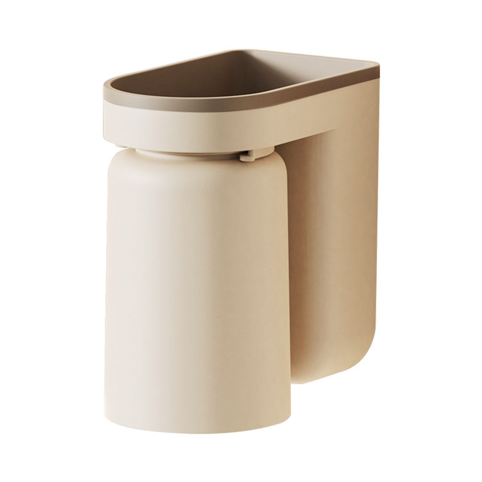 Wall Mounted Toothbrush Holder with Drainage Function Self Adhesive Toothbrush Holder with Cups for Bathroom Beige - Image 1