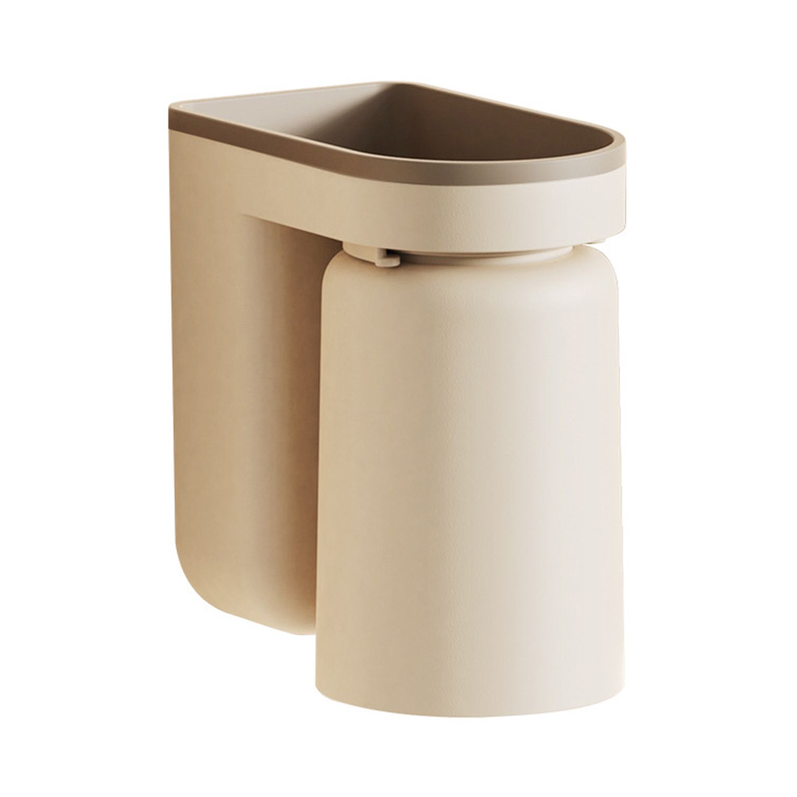 Wall Mounted Toothbrush Holder with Drainage Function Self Adhesive Toothbrush Holder with Cups for Bathroom Beige - Image 2