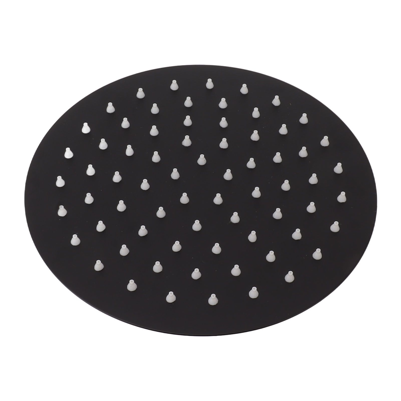Ultra Thin Rainfall Shower Head Rain Waterfall Stainless Steel Fixed Showerhead Round Black 8in - Image 1