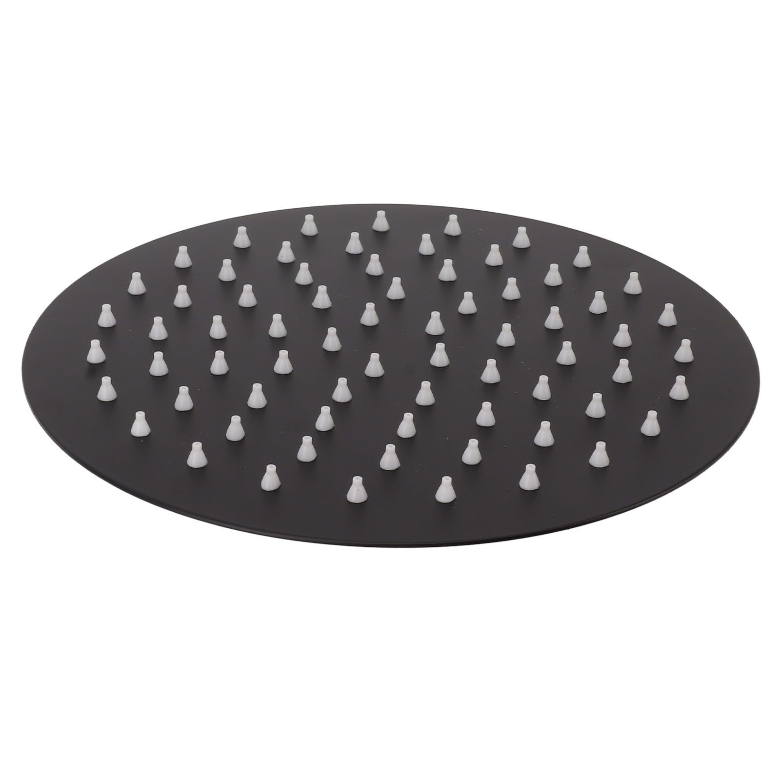 Ultra Thin Rainfall Shower Head Rain Waterfall Stainless Steel Fixed Showerhead Round Black 8in - Image 2