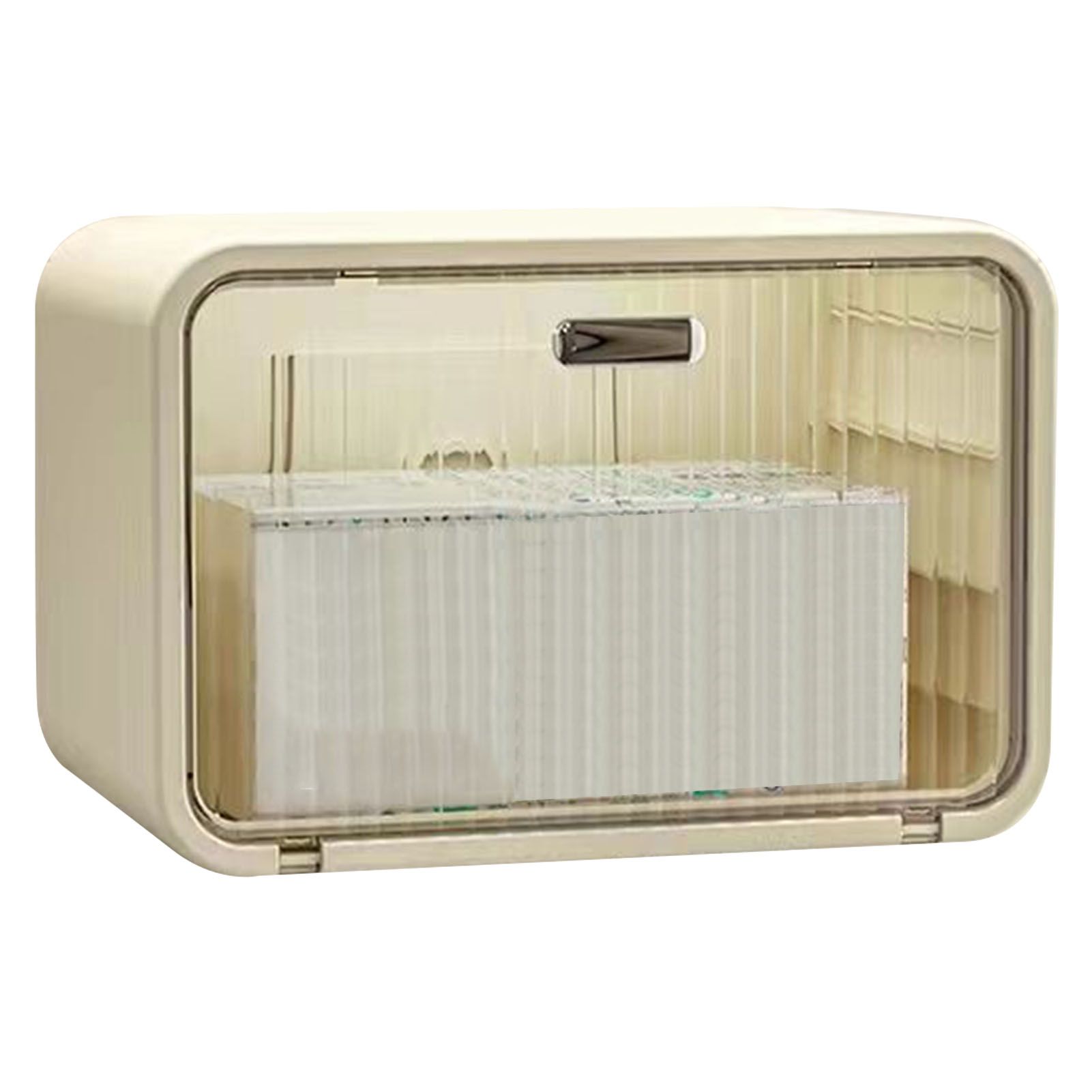 Tissue Box Cover Wall Mounted 2 in 1 Waterproof Tissue Holder Dispenser Box Cover for Bathroom Transparent White - Image 1