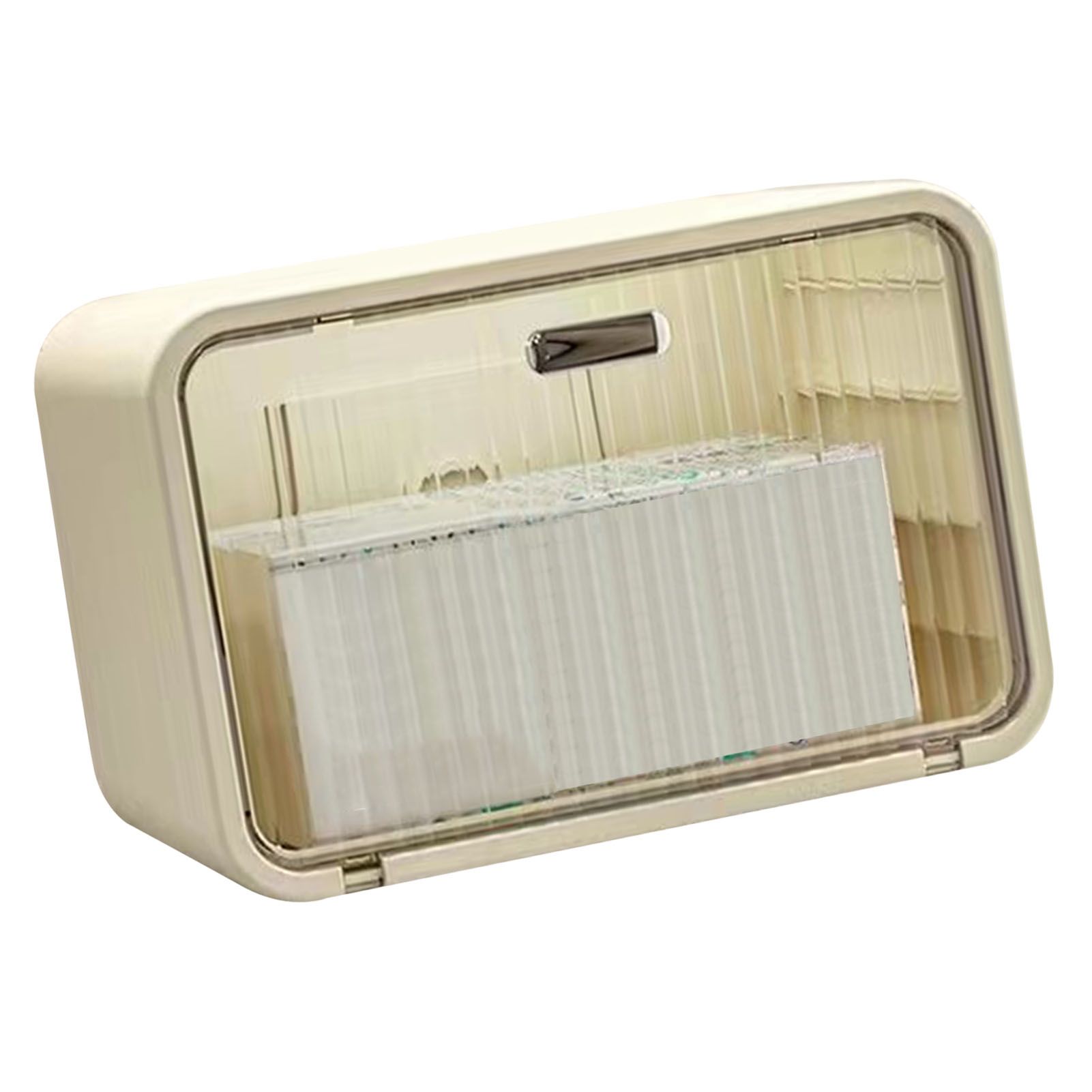Tissue Box Cover Wall Mounted 2 in 1 Waterproof Tissue Holder Dispenser Box Cover for Bathroom Transparent White - Image 2
