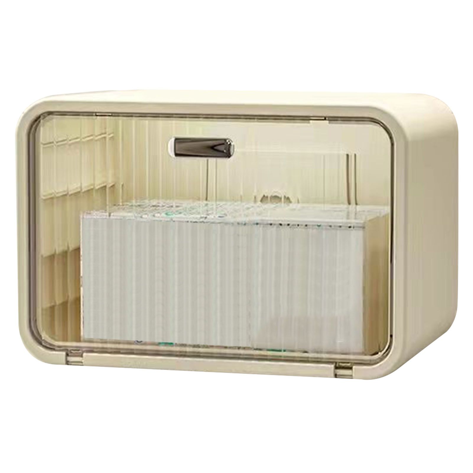 Tissue Box Cover Wall Mounted 2 in 1 Waterproof Tissue Holder Dispenser Box Cover for Bathroom Transparent White - Image 4