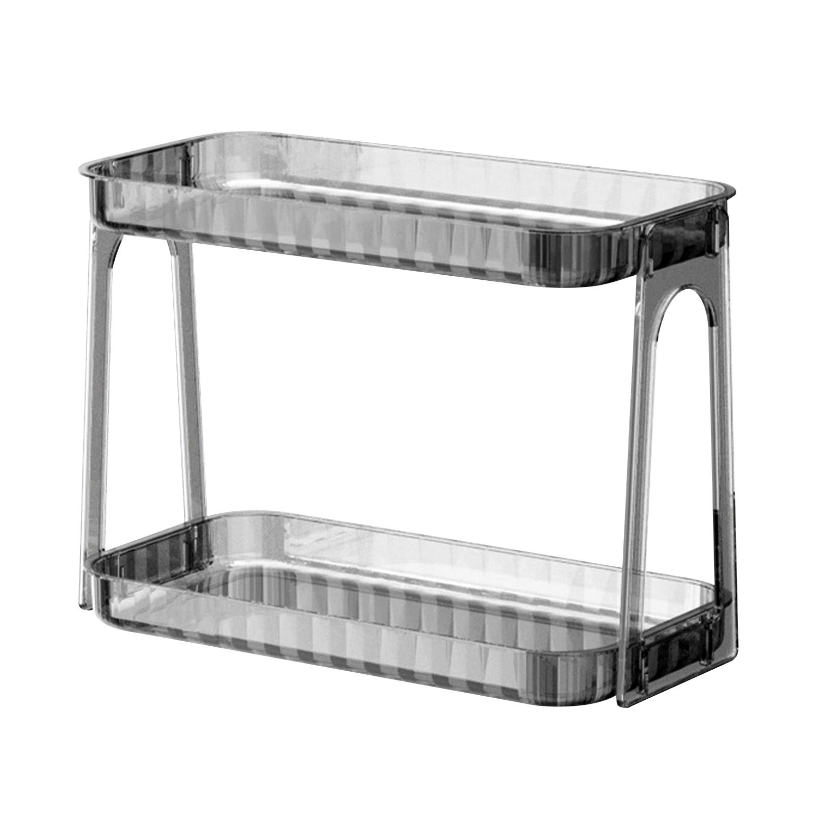 Cosmetic Storage Rack Double Layer Clear Detachable Modern Countertop Cosmetic Organizer for Dressing Table Smoke Gray - Image 1
